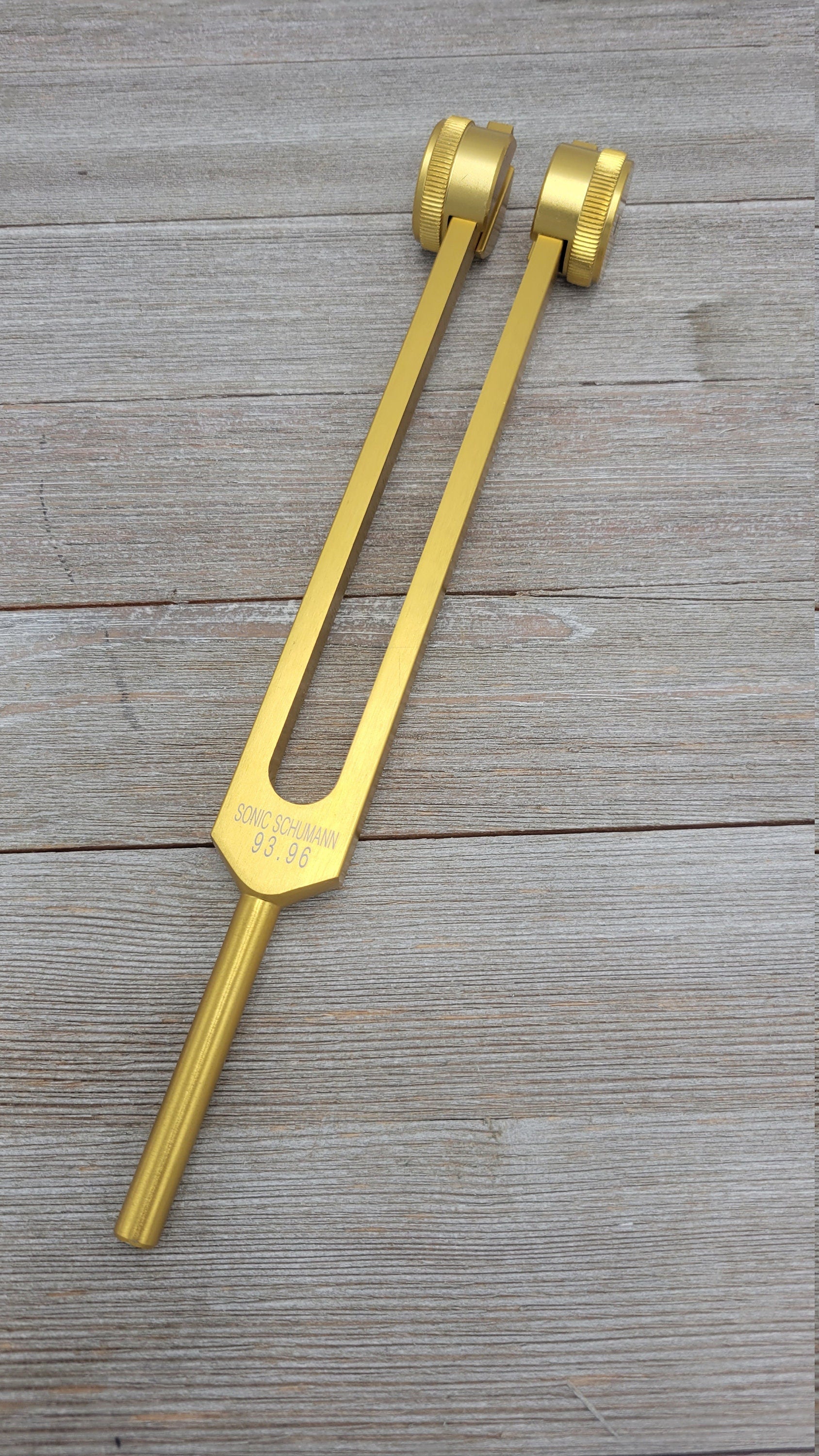 Gold Color Weighted 93.96 Hz Schumann Resonance Tuning Fork with Mallet and Bag - Thecosmicaccess