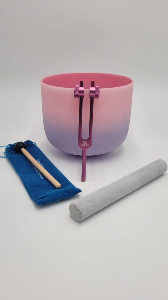 Merkabah SOUL Purpose Tuning Fork And High Vibration Heart Chakra 8" Crystal Singing Bowl 432Hz F-Note with Secure Bag Bundle - Thecosmicaccess