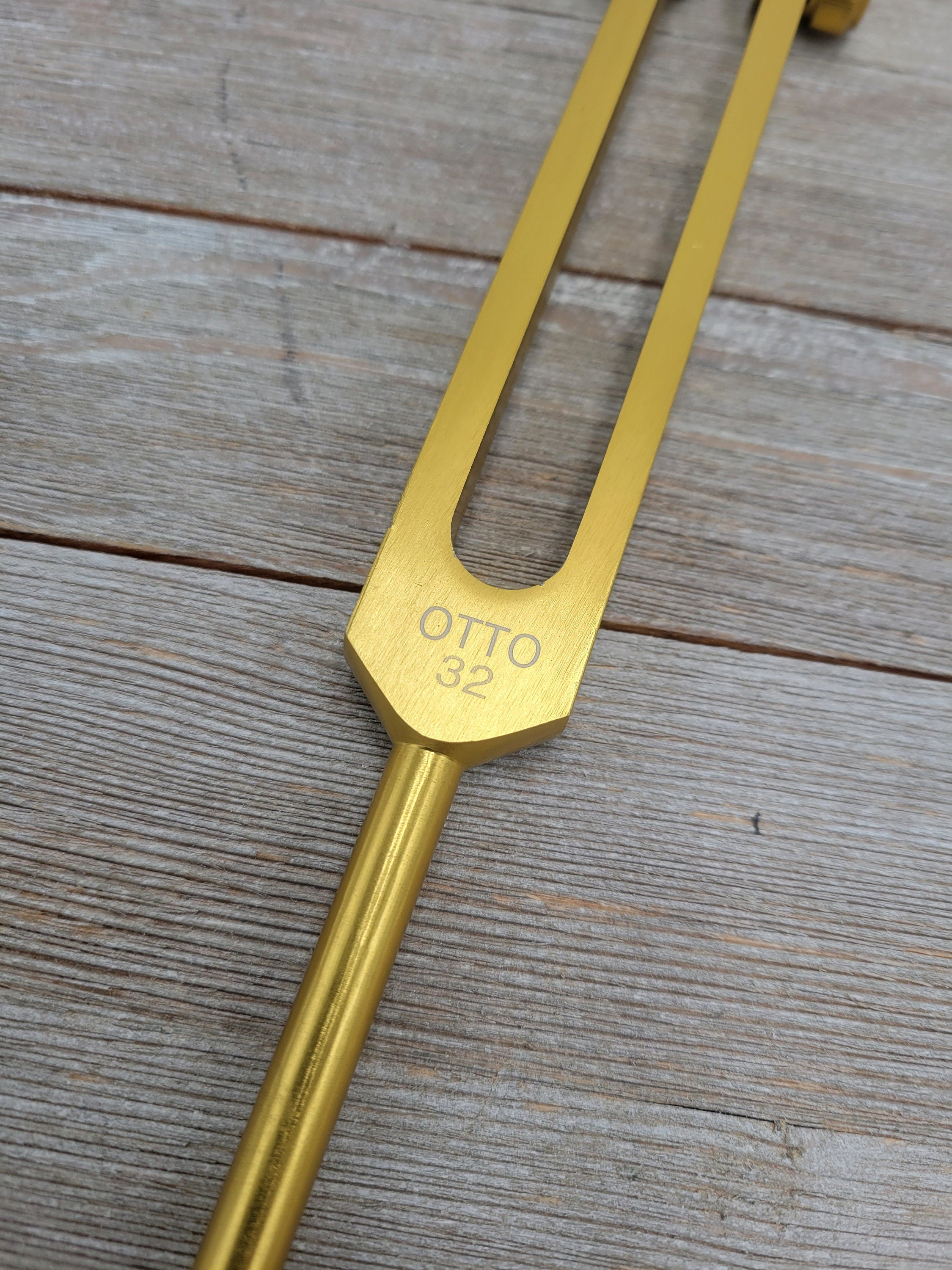Gold Finish 32Hz Weighted Otto Tuning Fork with Mallet and Bag - Thecosmicaccess