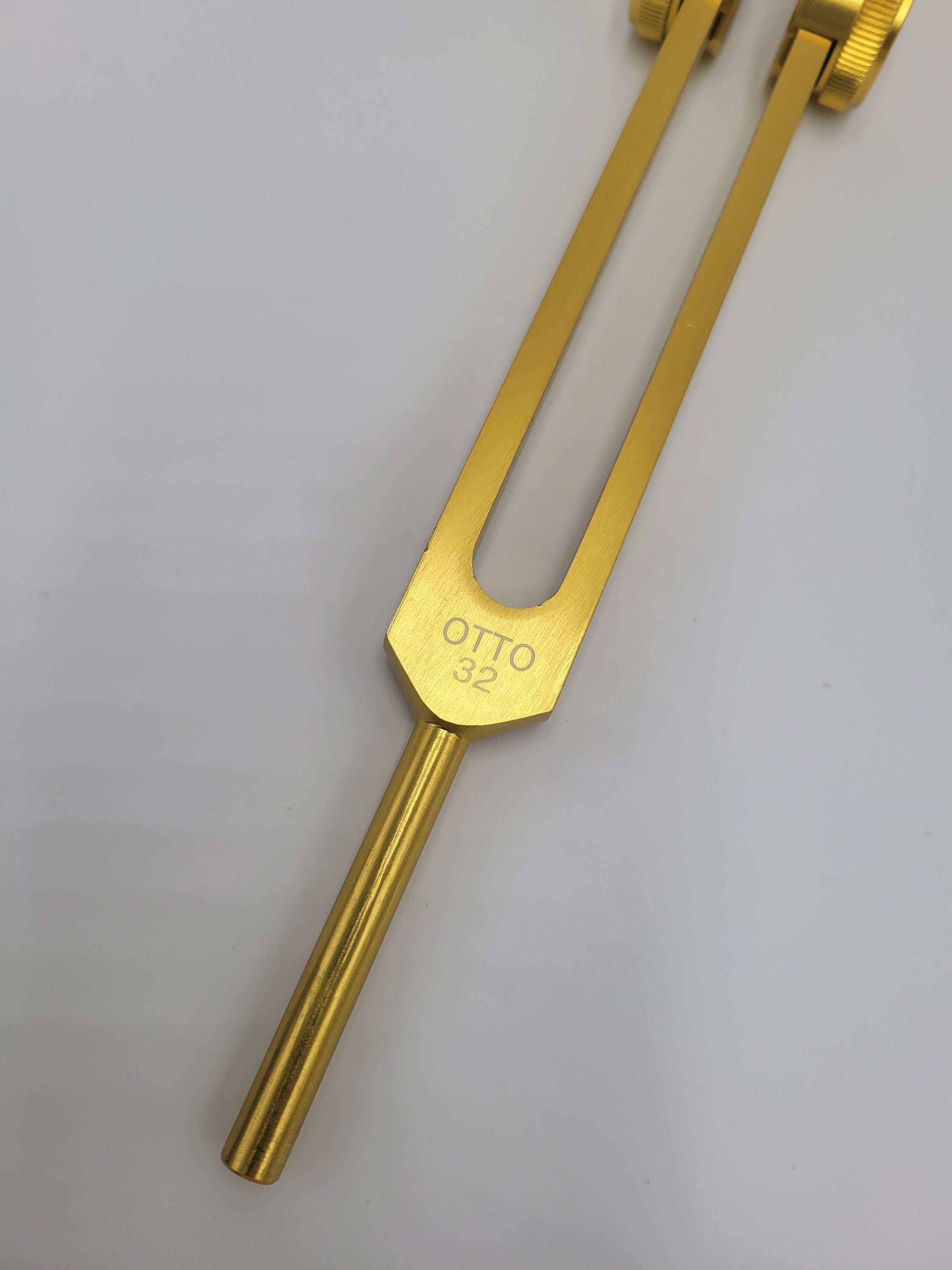 Gold Finish 32Hz Weighted Otto Tuning Fork with Mallet and Bag - Thecosmicaccess