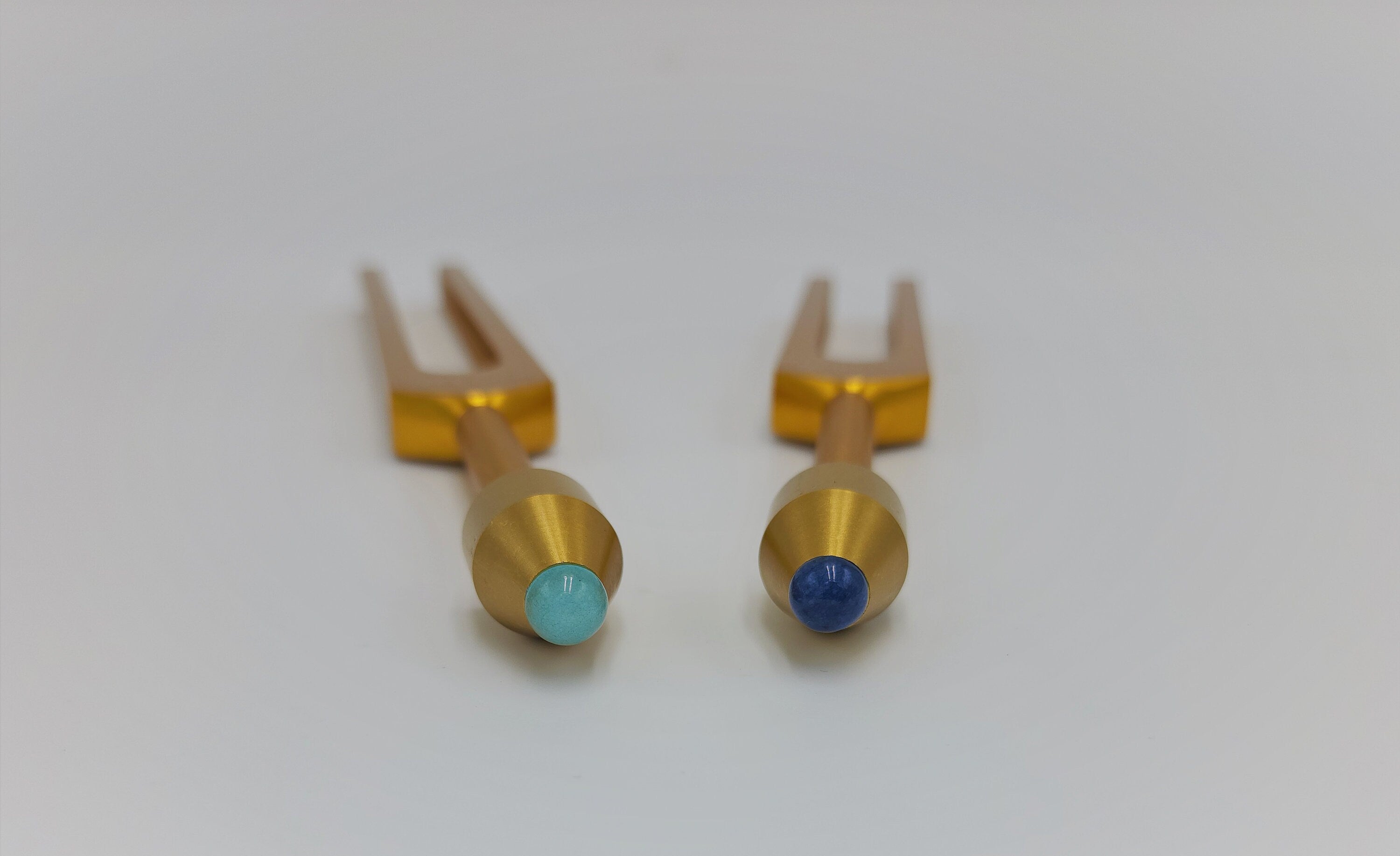 Gabriel and Genesis Gold Color Tuning Fork with Gem Feet for DNA Repair with Mallet and Pouch - Thecosmicaccess