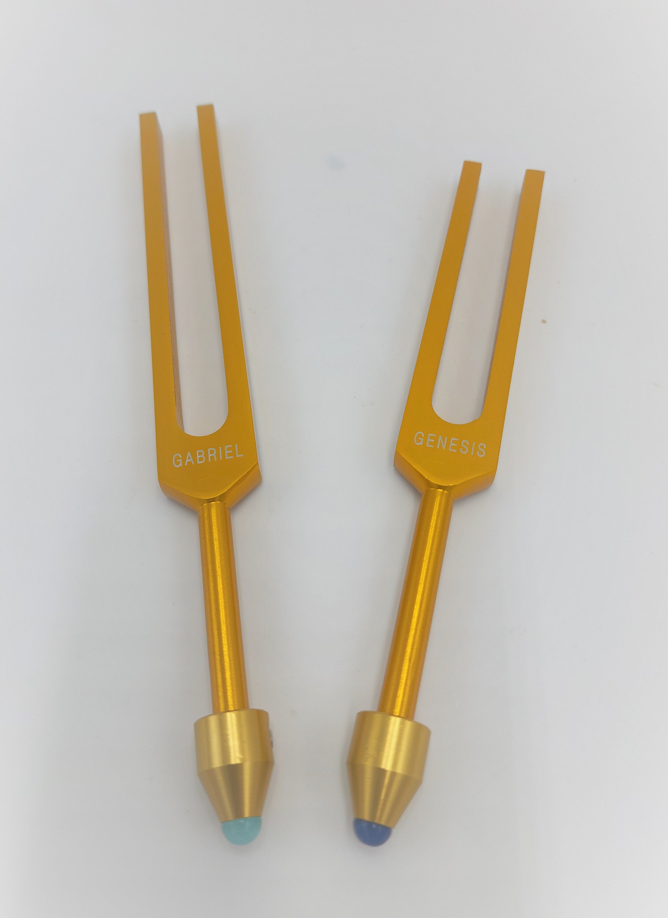 Gabriel and Genesis Gold Color Tuning Fork with Gem Feet for DNA Repair with Mallet and Pouch - Thecosmicaccess