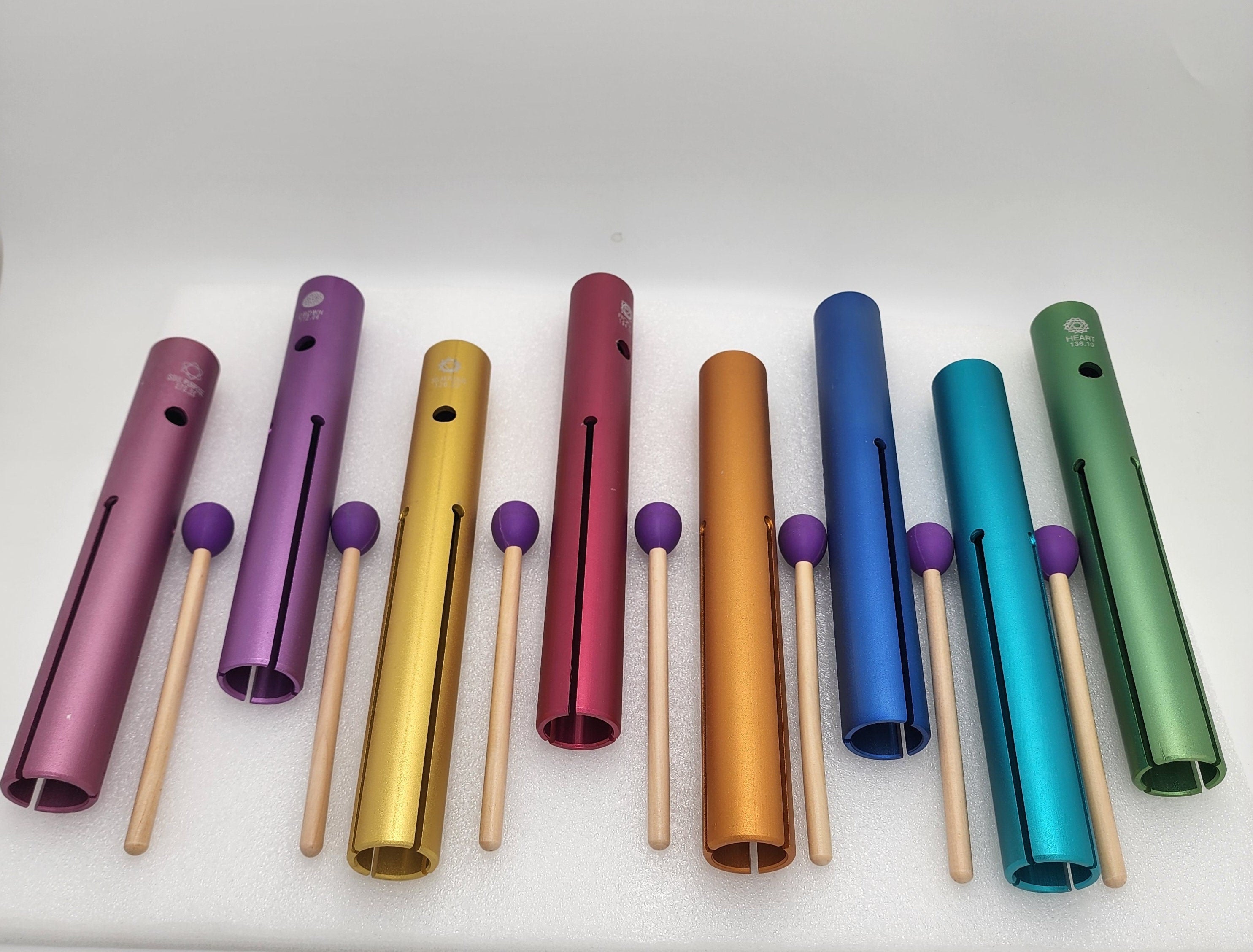 8 Chakra Full Set of Tuning Pipes Wah Wah Tubes Includes SOUL PURPOSE with 8 Mallets LOUDER than Tuning Forks - Thecosmicaccess