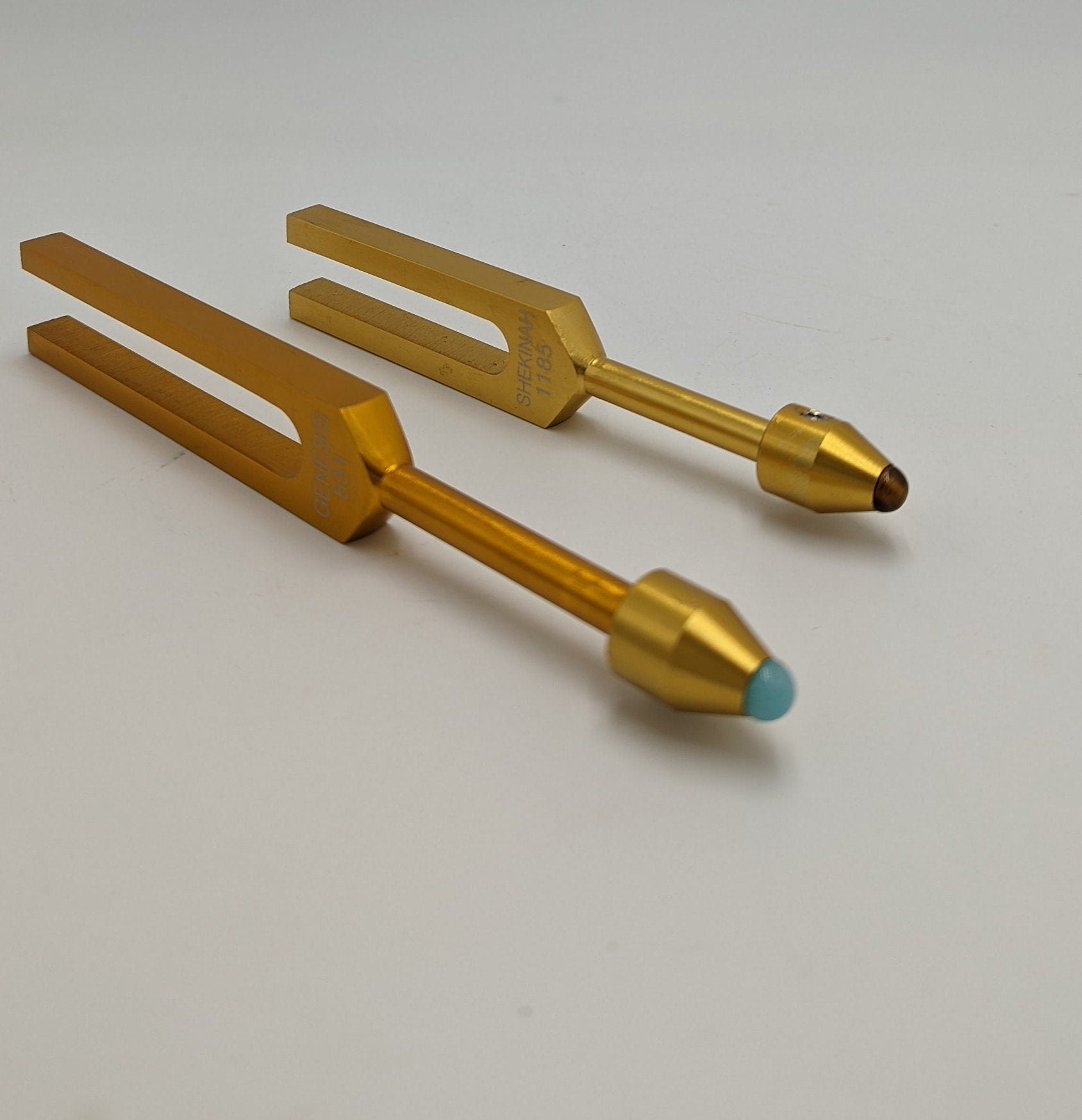 Shekinah & Genesis Fork Set for Healing Meditation DNA Repair with Gem Feet,Striker and Bag - Thecosmicaccess