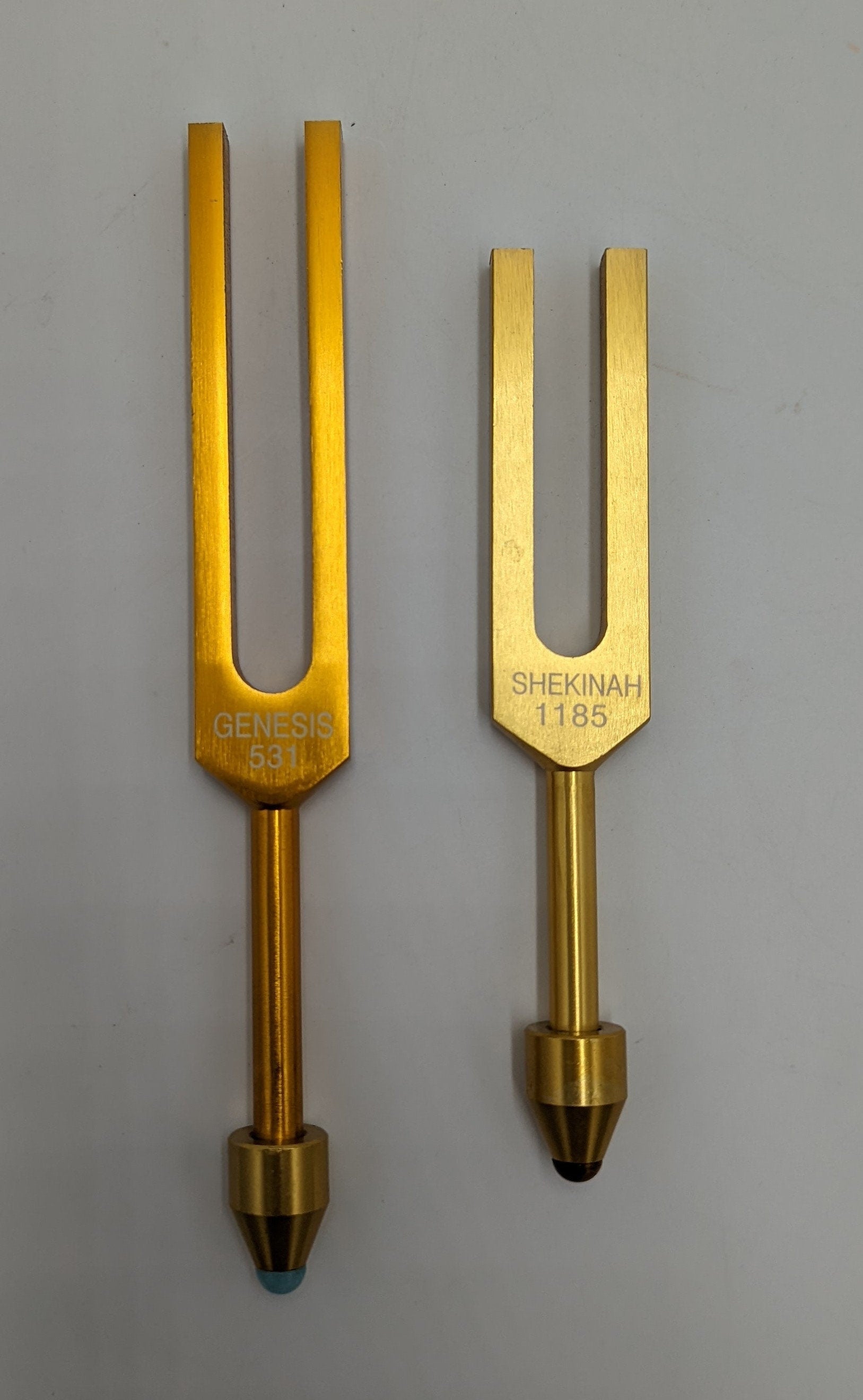 Shekinah & Genesis Fork Set for Healing Meditation DNA Repair with Gem Feet,Striker and Bag - Thecosmicaccess