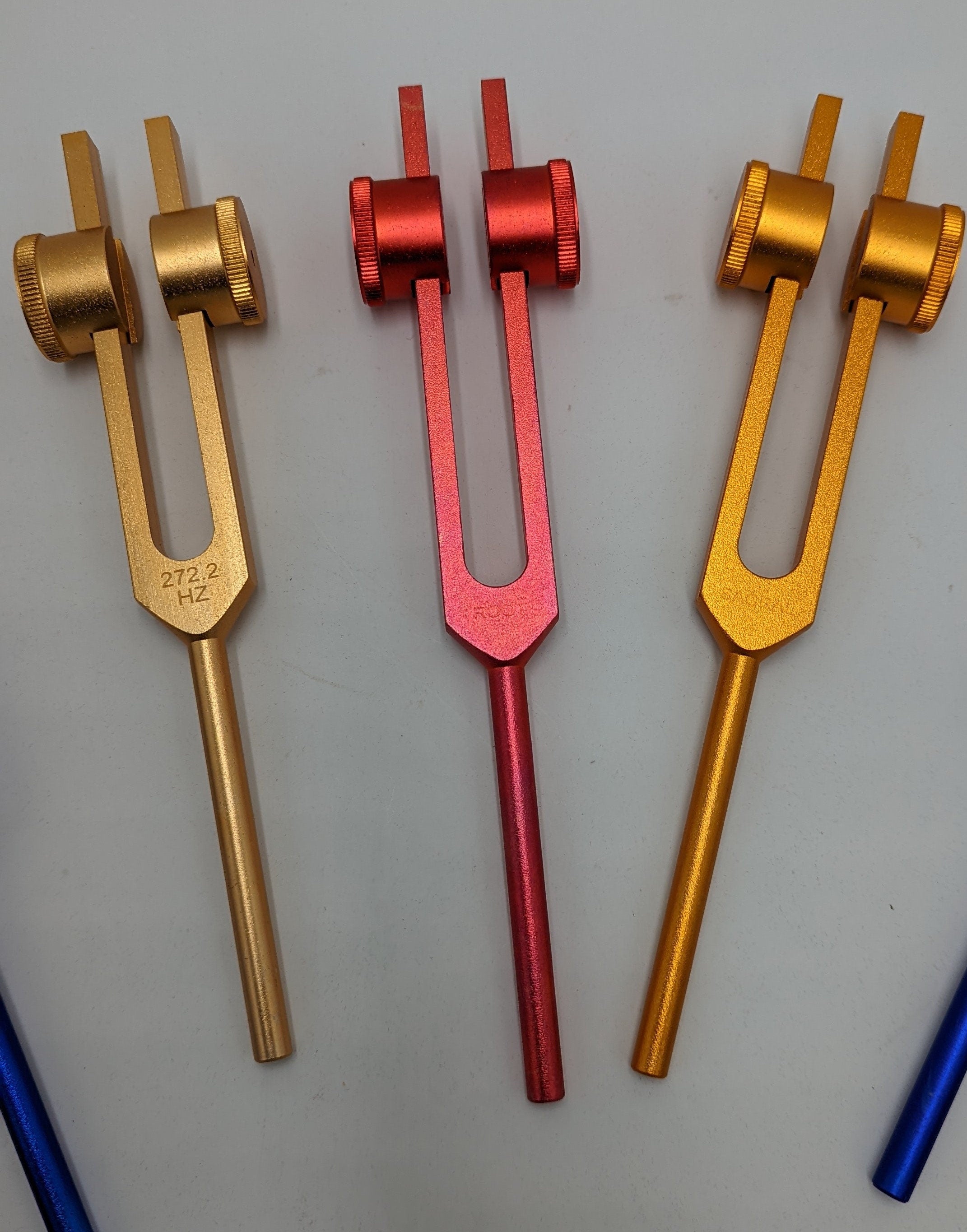 Color Coded Chakra Weighted Tuning Fork Set of 8 for Healing with Mallet, Rubber Activator and Pouch - Thecosmicaccess