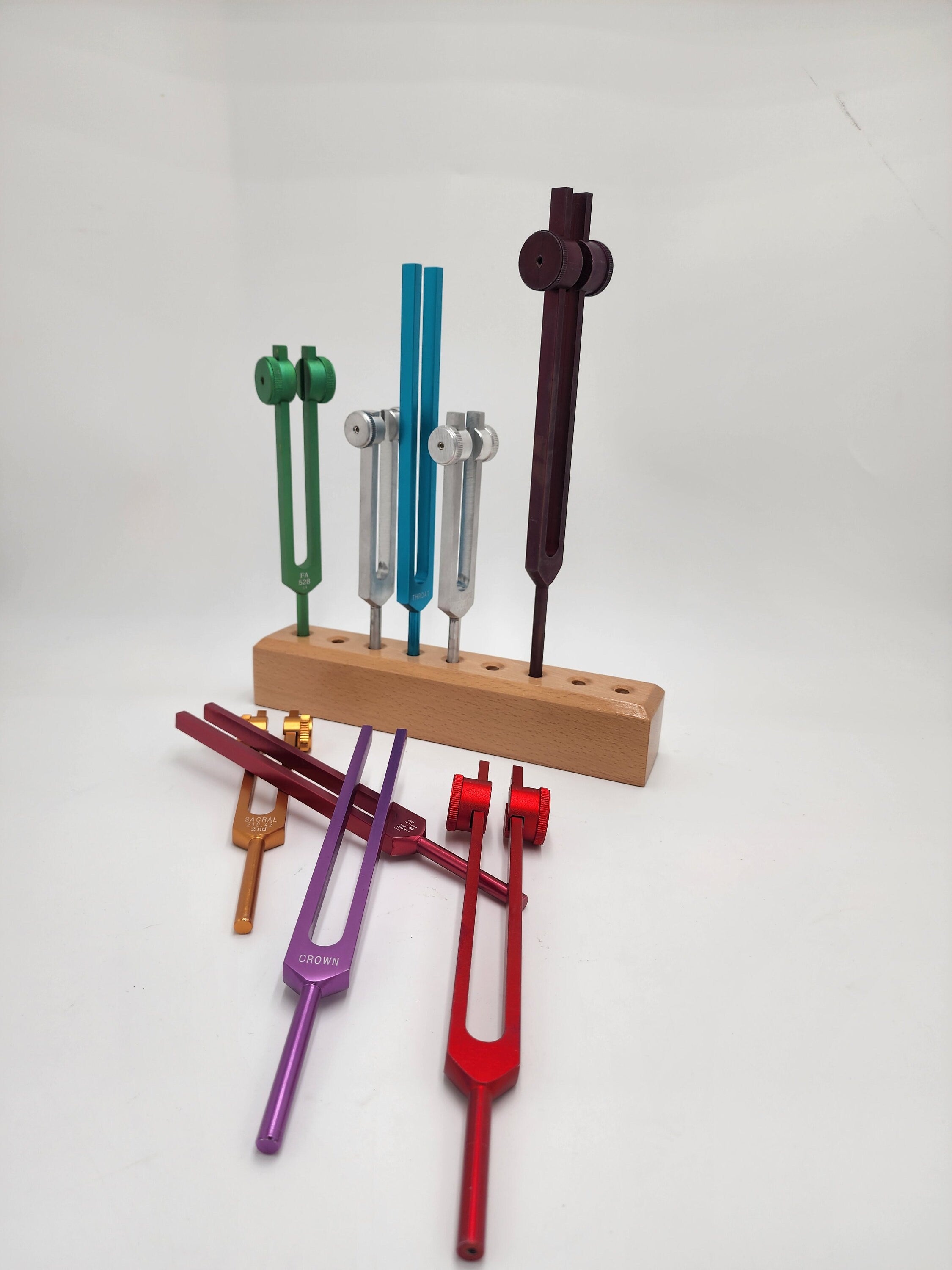 Cosmic Wooden Tuning Fork Holder Holds 9 Any Size Weighted or Unweighted — for Meditation Sound Healing and Yoga - Thecosmicaccess
