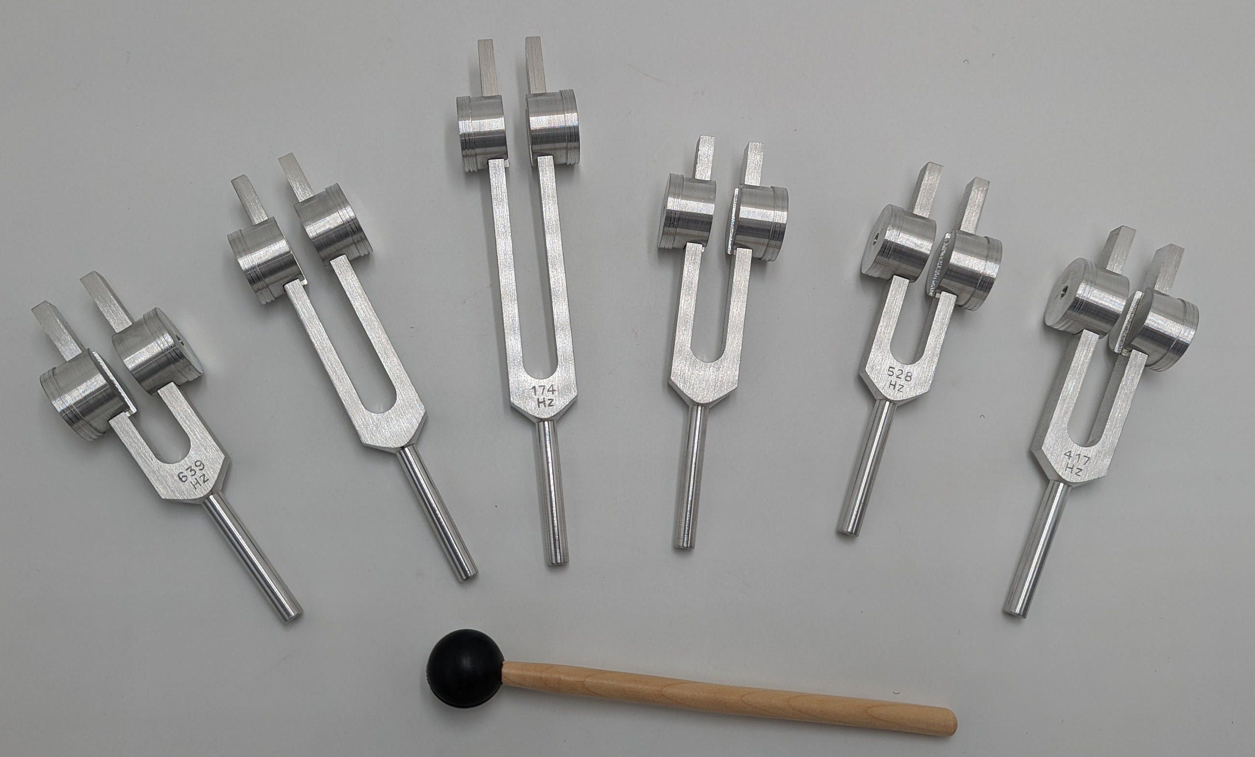 Sacred Solfeggio WEIGHTED Set of 6 Tuning Forks DNA Repair With Mallet and Velvet Bag - Thecosmicaccess