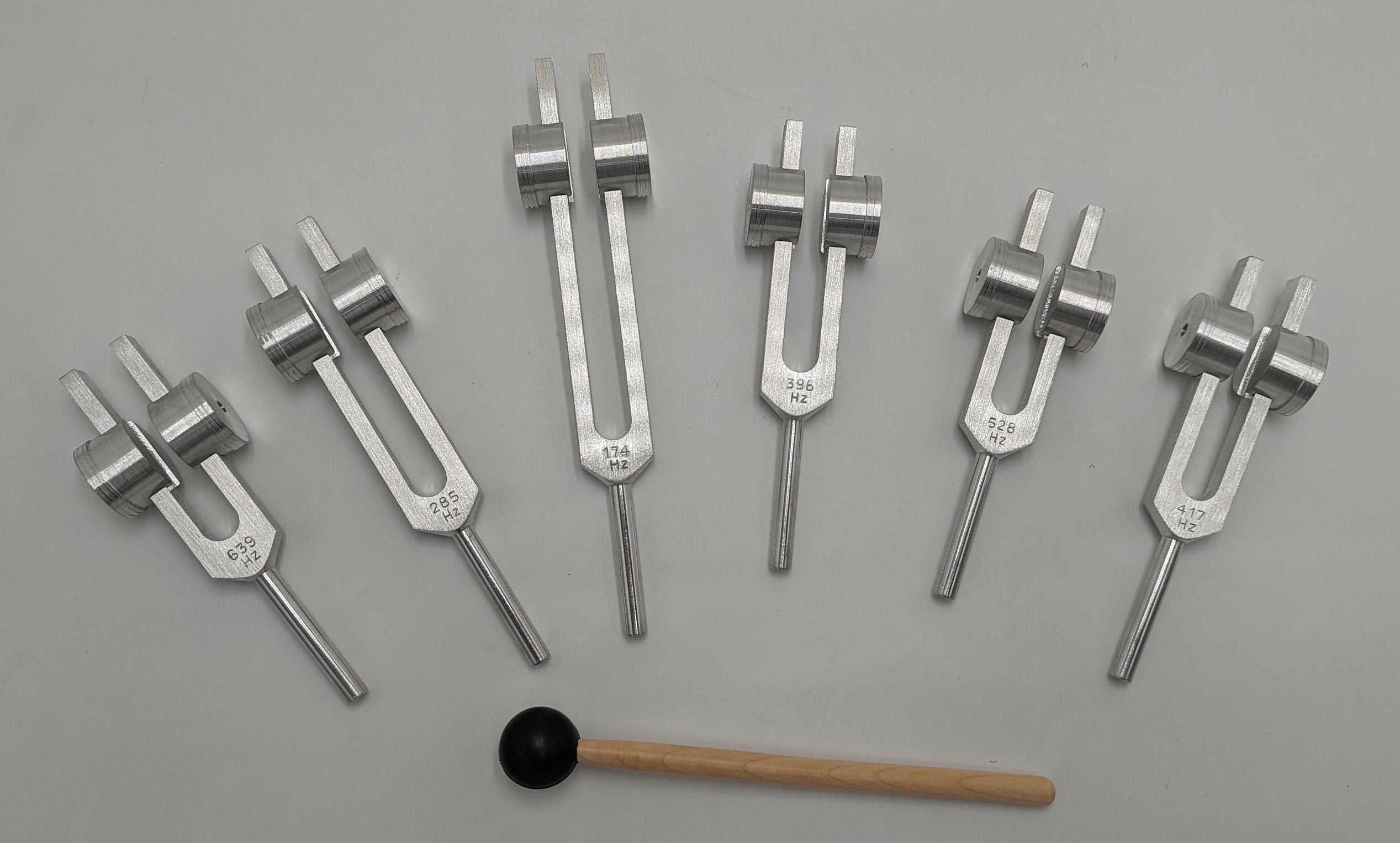 Sacred Solfeggio WEIGHTED Set of 6 Tuning Forks DNA Repair With Mallet and Velvet Bag - Thecosmicaccess