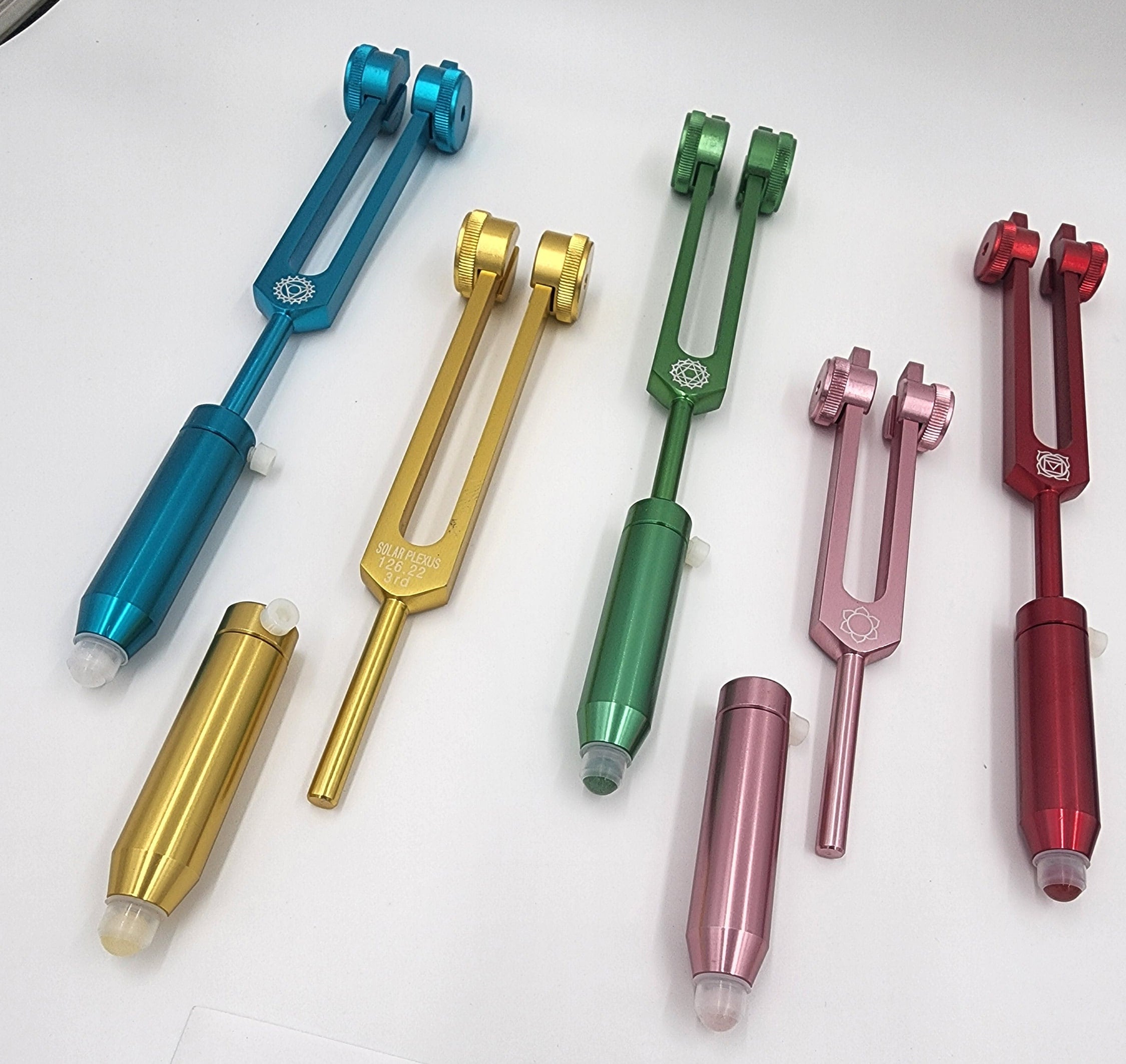 Handle Extensions and 8pc Chakra Weighted - Essential Oil Application with Gemstones - Acupressure, Aromatherapy, Sound Healing - Thecosmicaccess