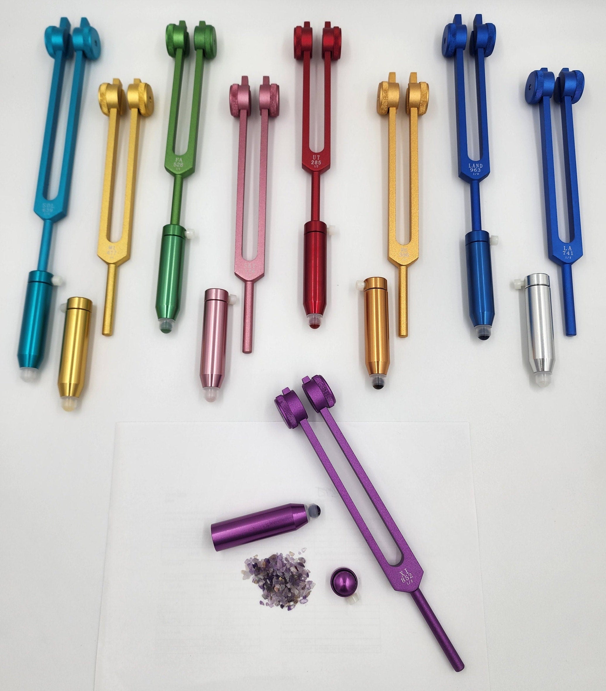 Handle Extensions and 9pc Secret Solfeggio Bundle - Essential Oil Application with Gemstones - Acupressure, Aromatherapy, Sound Healing - Thecosmicaccess