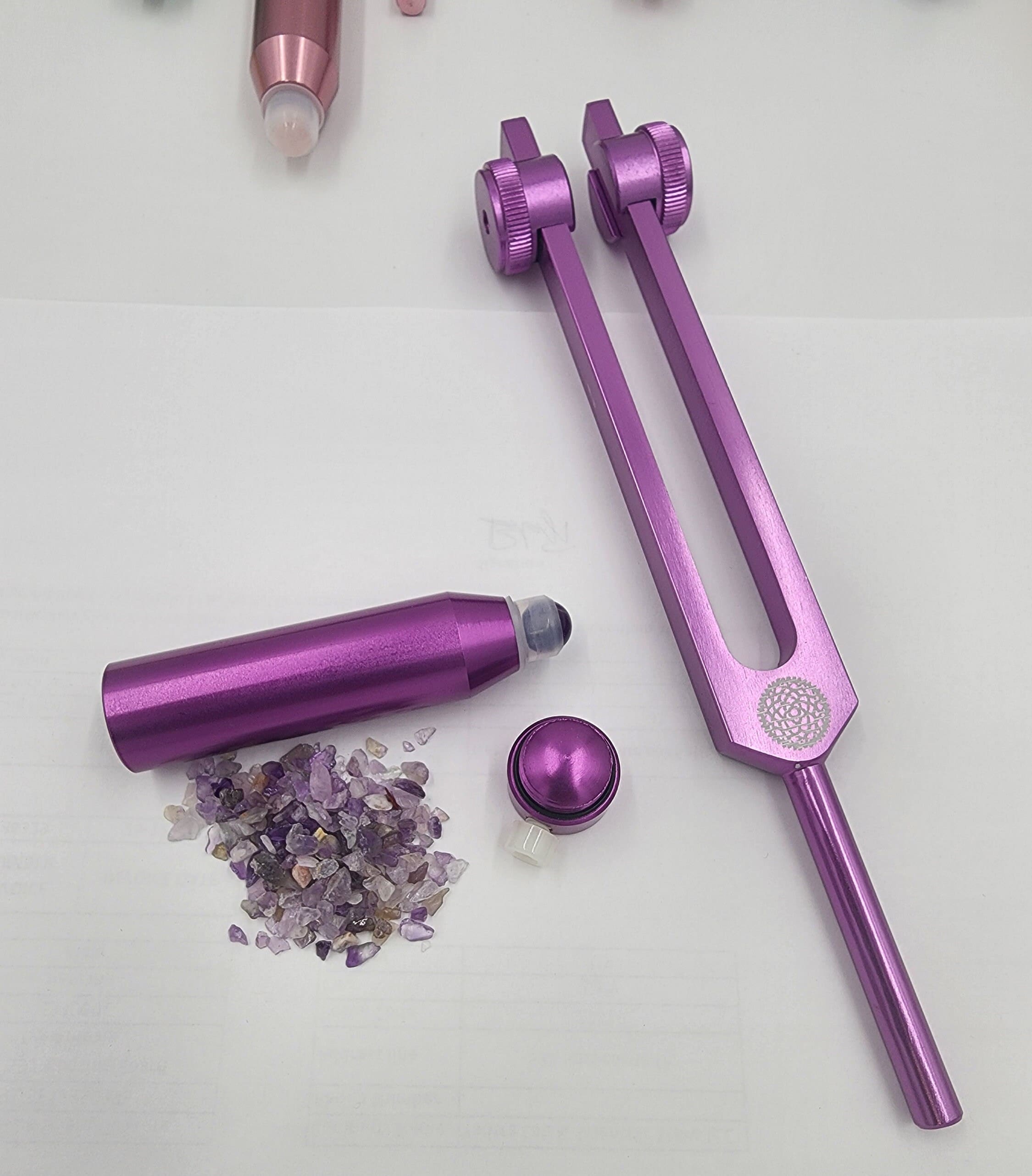 Handle Extensions and 9pc Chakra Weighted - Essential Oil Application with Gemstones - Acupressure, Aromatherapy, Sound Healing - Thecosmicaccess