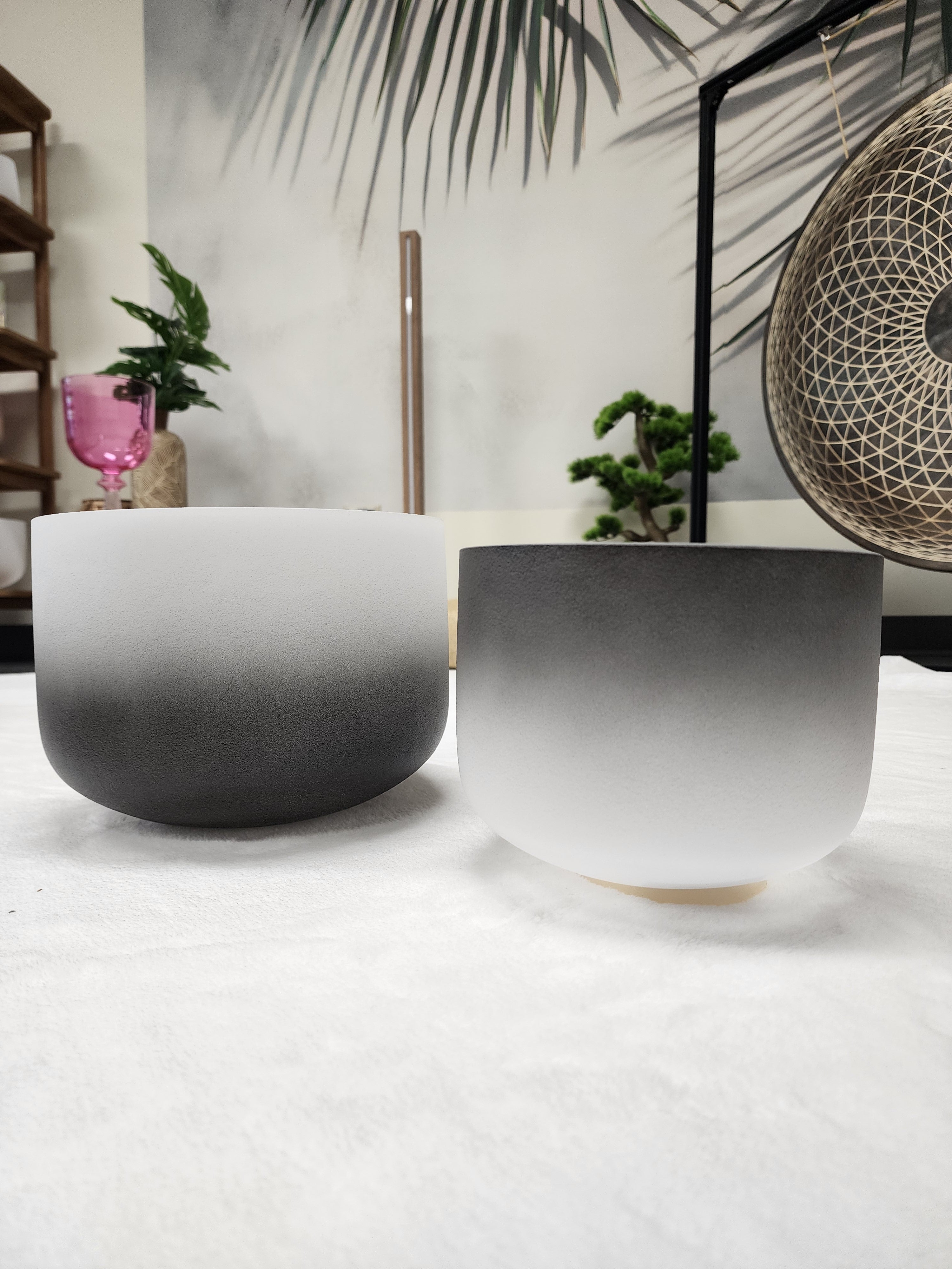 A Pair of Yin Yang Gradient Crystal Bowl Set – With Case & Striker