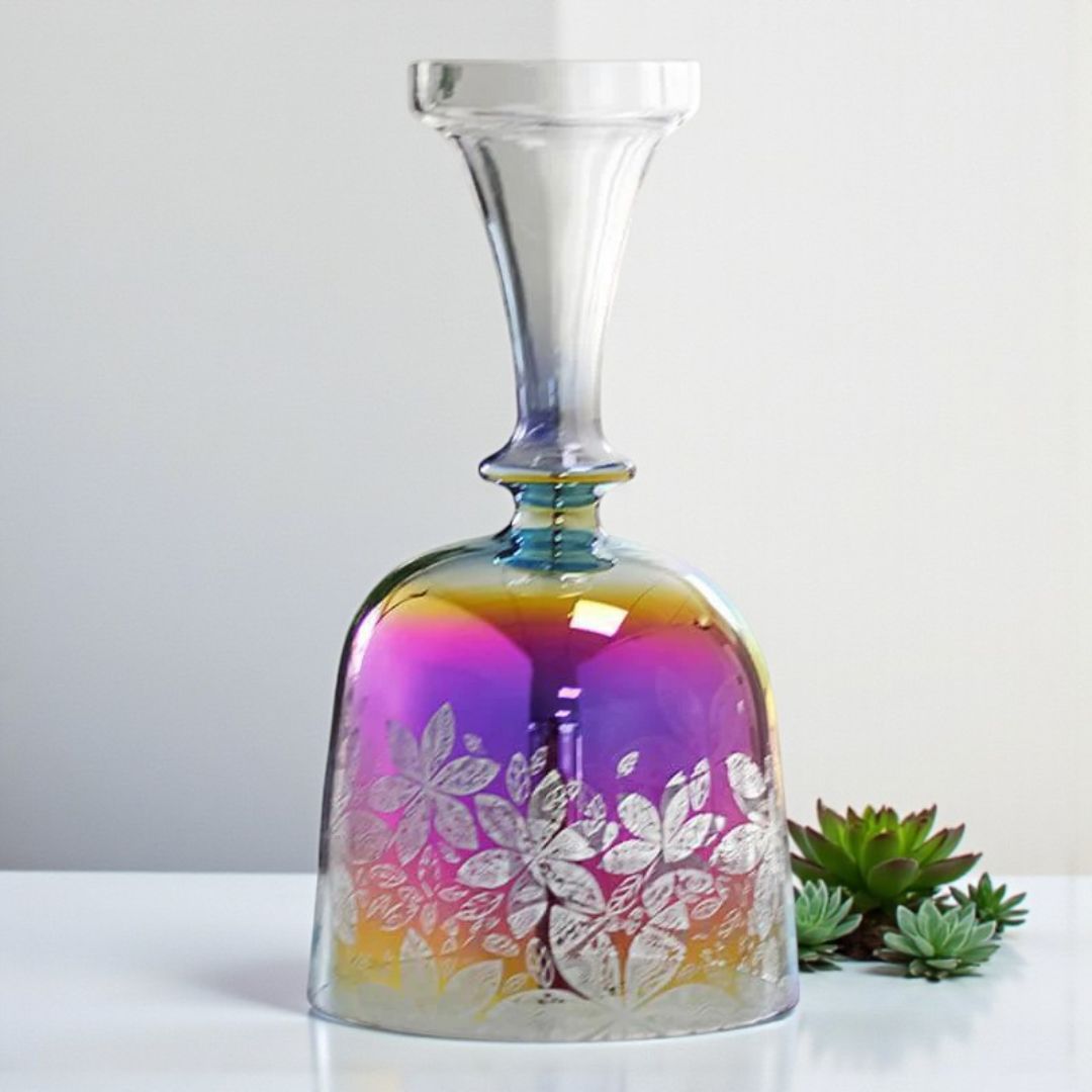 Floral Crystal Singing Chalice – Handcrafted Sound Bowl for Chakra Healing & Meditation