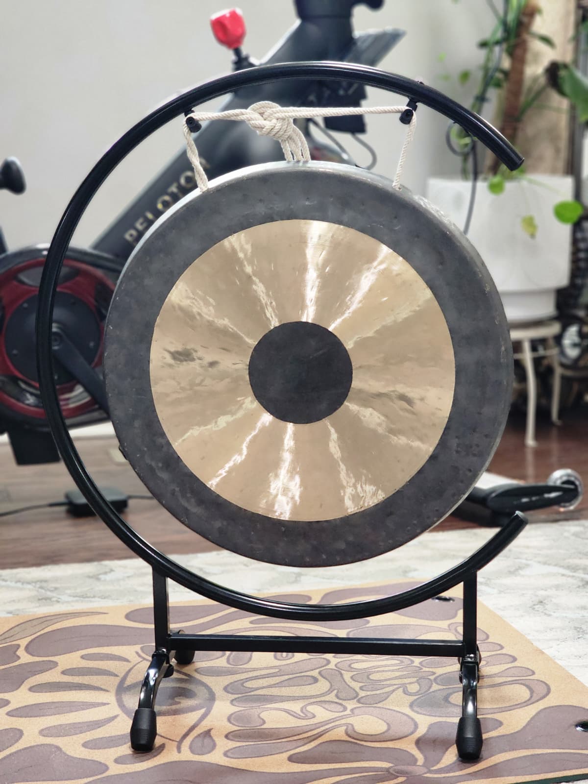18" Traditional Bronze Gong with Metal C Stand for Sound Healing & Meditation