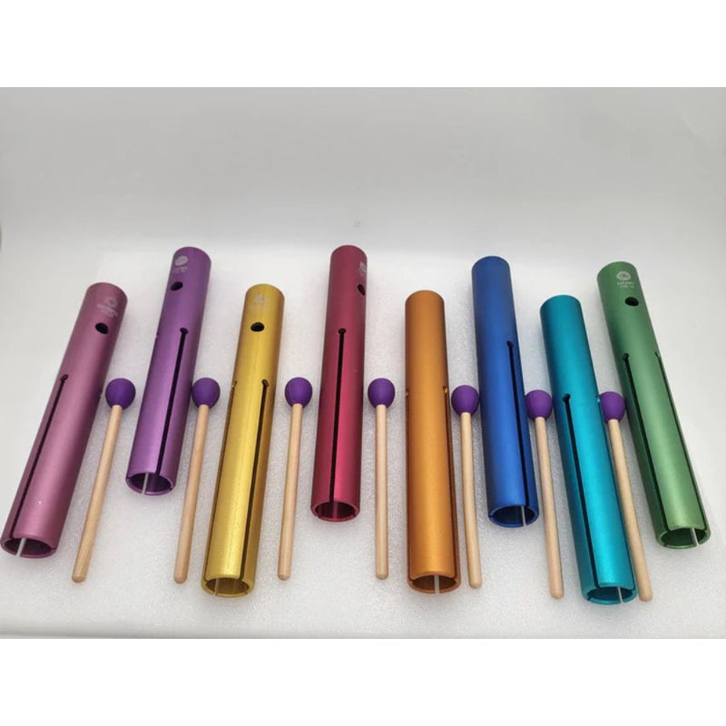 8 Chakra Full Set of Tuning Pipes Tubes Includes SOUL PURPOSE with 8 Mallets LOUDER than Tuning Forks