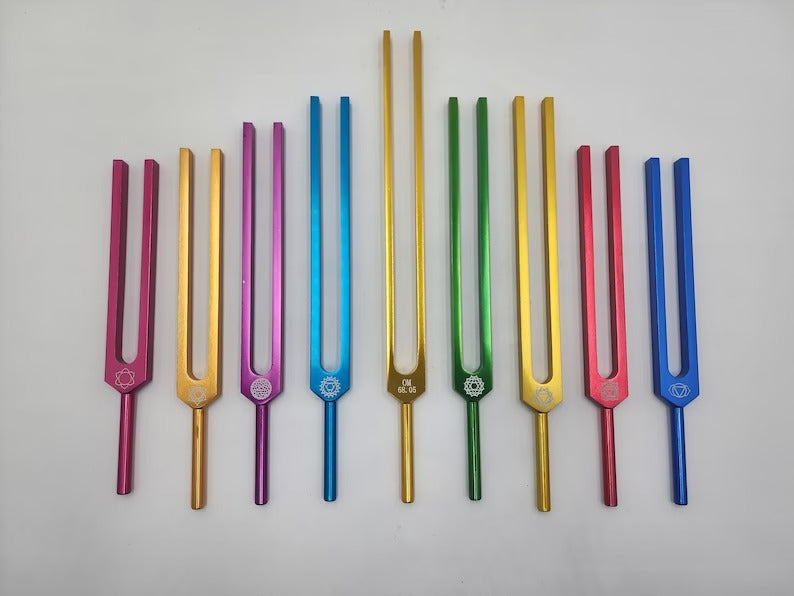 Professional Chakra Unweighted Color Coded Tuning Forks Set of 9 - Thecosmicaccess