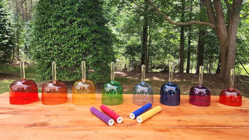 Perfect Pitch 8 Set Chakra Color Coded Crystal Singing Handle Bowls Harness the Healing Power of Sound for Balancing and Spiritual Alignment - Thecosmicaccess