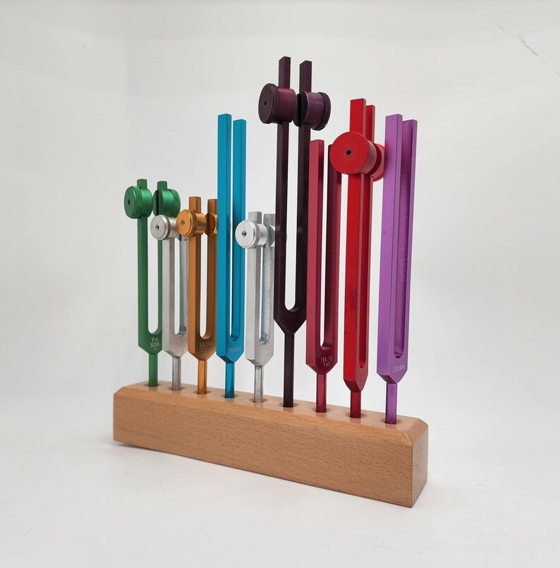 Heavy Duty Sturdy Professionally hand crafted Wooden Tuning Fork Stand - 9-Hole or 24-Hole Display Stands for Sound Healing Tools - Thecosmicaccess