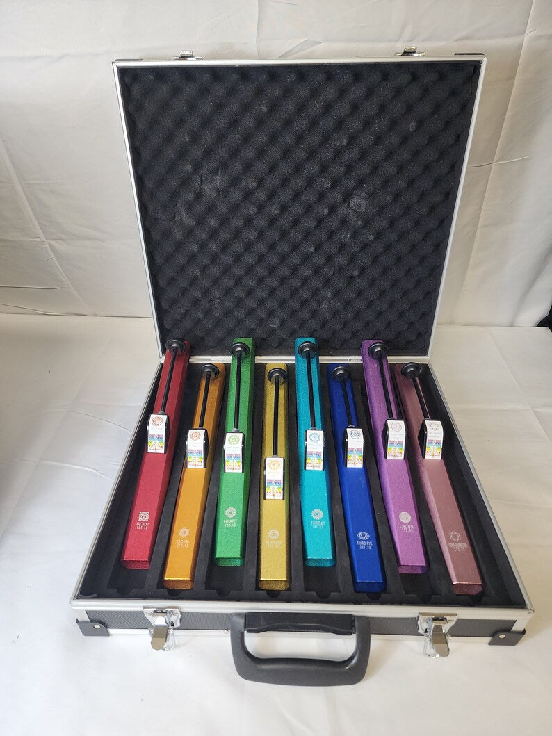 Harmonize Your Energy: The Complete Set of 8 Chakra Self Knock with Encased Die Cast Metal Container - Thecosmicaccess