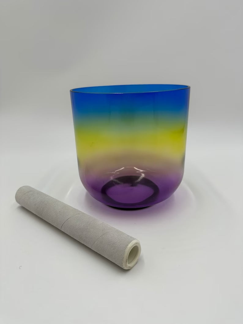 Harmony in Rainbow Hues: 440Hz 6" A Note Perfect Pitch Crystal Clear Singing Bowl - Unleash Vibrant Serenity - Thecosmicaccess