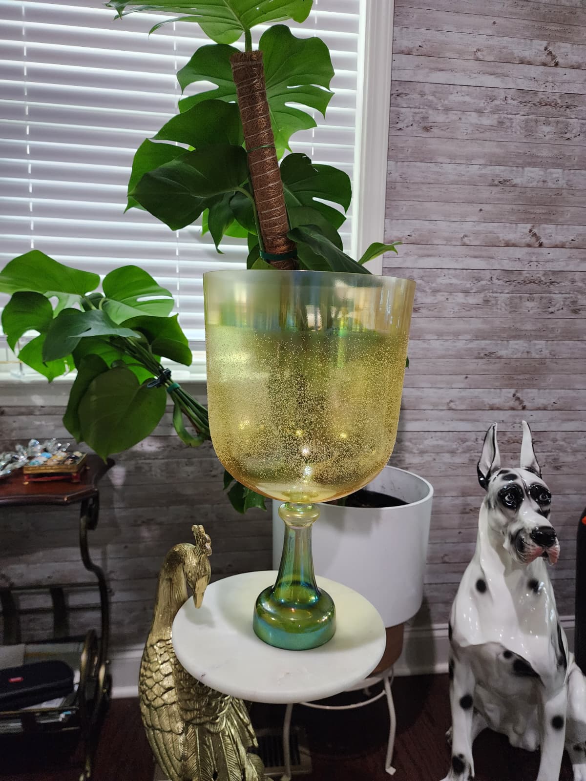 9.3" Emerald Citrine Gem Fused Holy Grail Chalice with Padded Case and Suede Striker