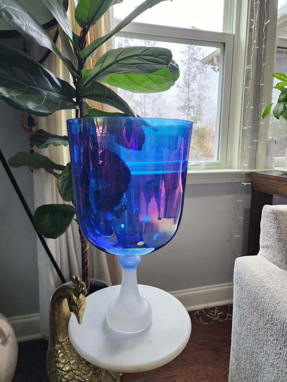 9.3" Titanium Opal Gem Fused Holy Grail Chalice with Padded Case and Suede Striker