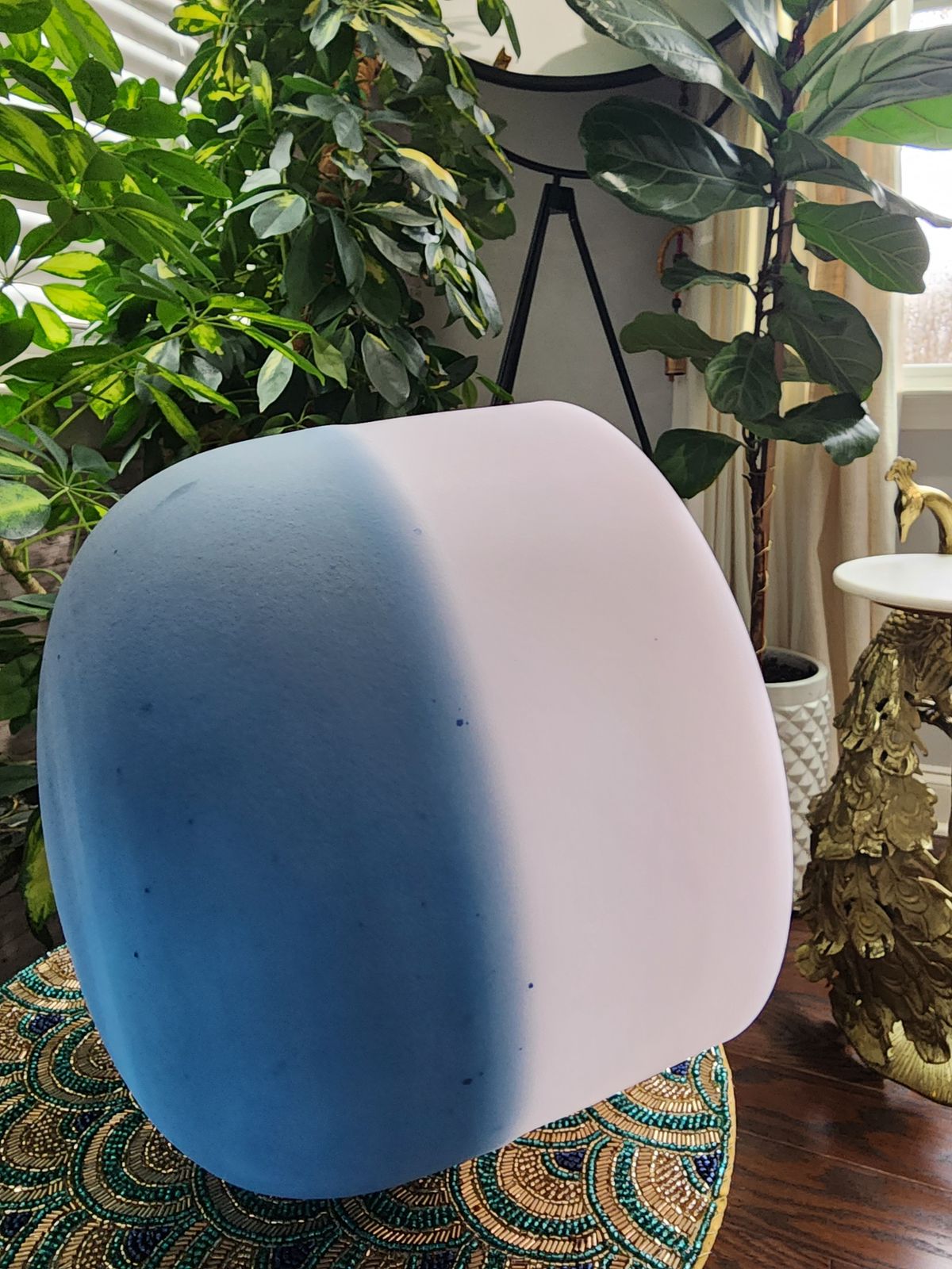 432Hz 12 inches Morganite & Lapiz Lazuli Gem Fused Crystal Singing Bowl with Padded Case and Crystal filled Striker