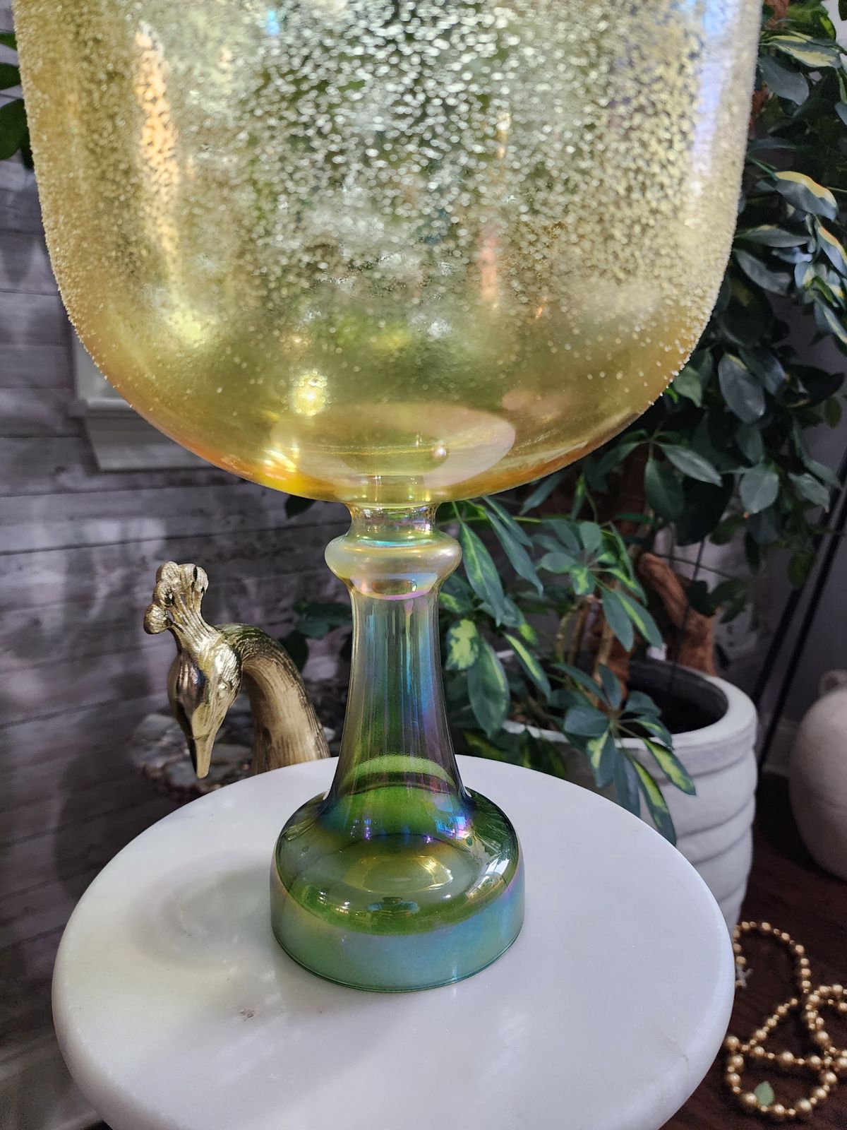 9.3" Citrine Emerald Gem Fused  Holy Grail Chalice with Padded Case and Suede Striker