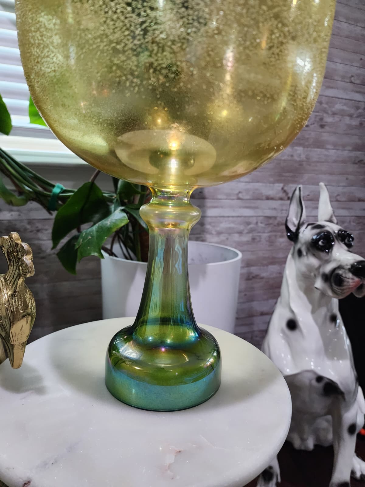 9.3" Emerald Citrine Gem Fused Holy Grail Chalice with Padded Case and Suede Striker