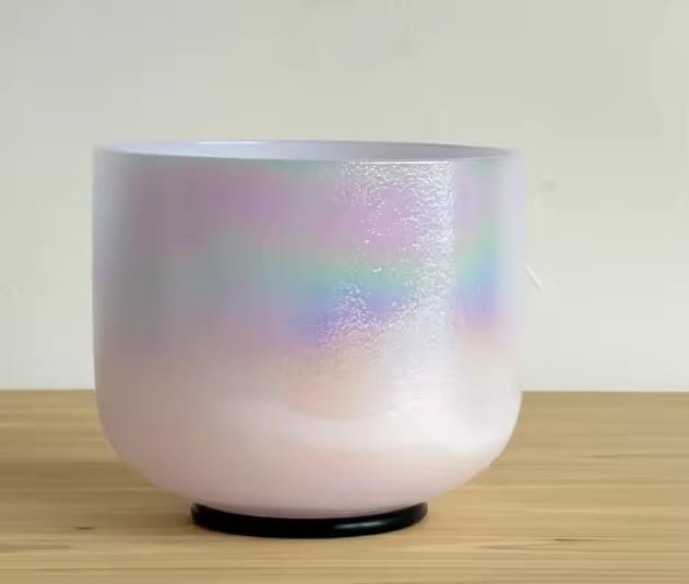 Rose Quartz + Amethyst Double Gem Platinum Infused Crystal Singing Bowl with Padded Case and Striker