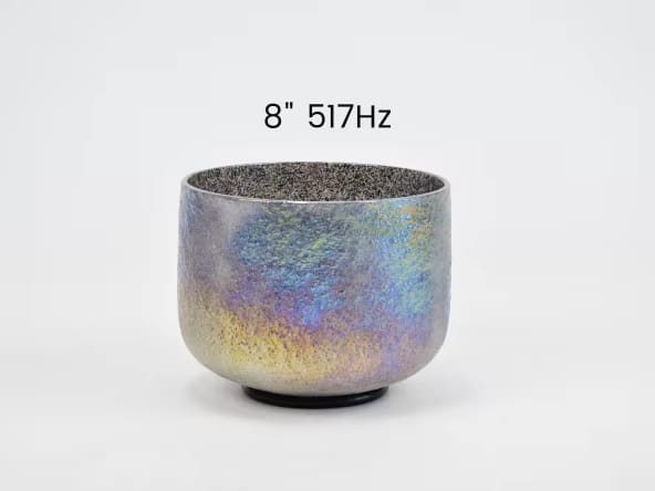 Rare Meteorite and Platinum Fused Crystal Singing Bowl Set