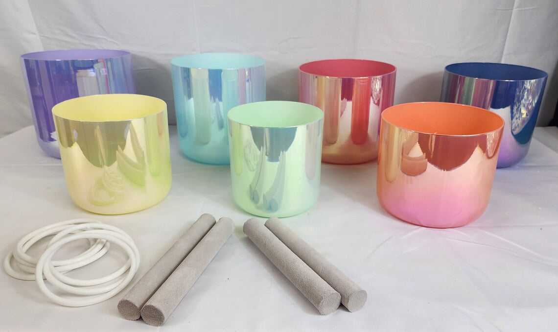 Perfect Pitch Alchemy Iridescent 3rd Octave Chakra 7 Singing Bowl Set