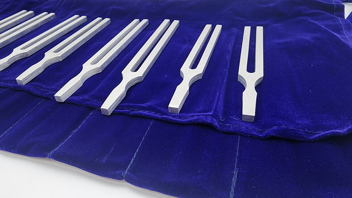 Harmonic Solar Spectrum Set - 8 Tuning Forks with Mallet and Velvet Bag - Thecosmicaccess