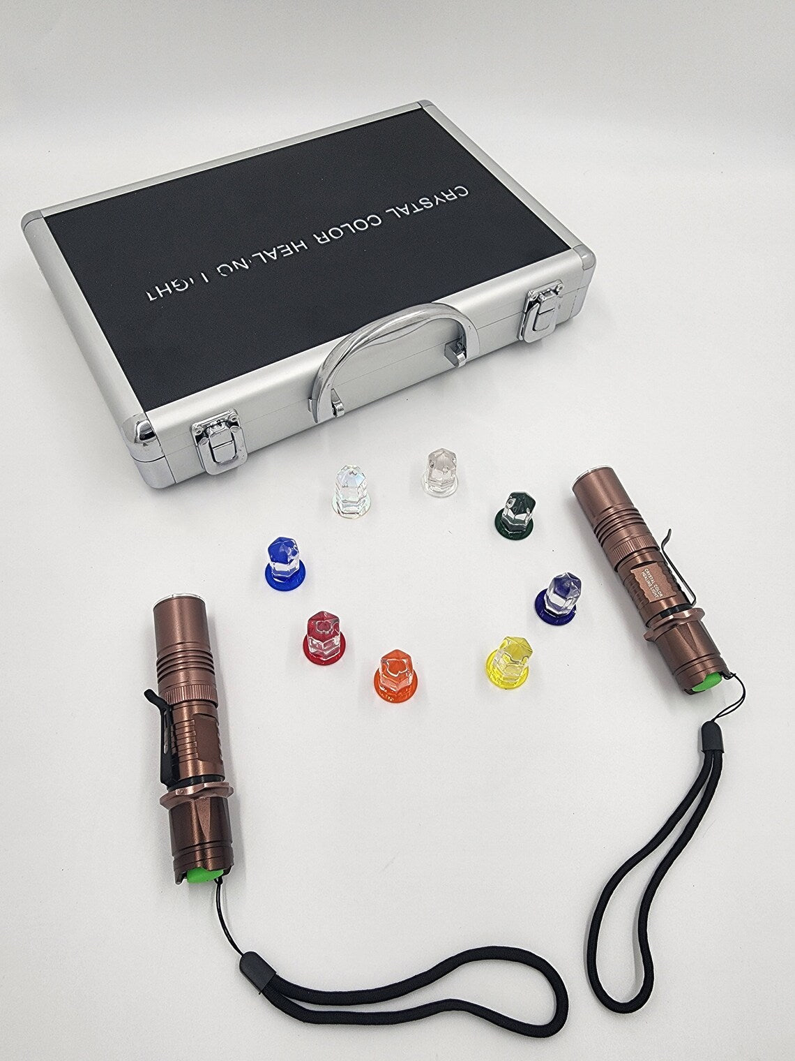 Yantra Chromatic Radionic Crystal Light Color Healing Torch for Chakra Balance and Alignment with 8 Color Chakra Heads and a Secured Case - Thecosmicaccess