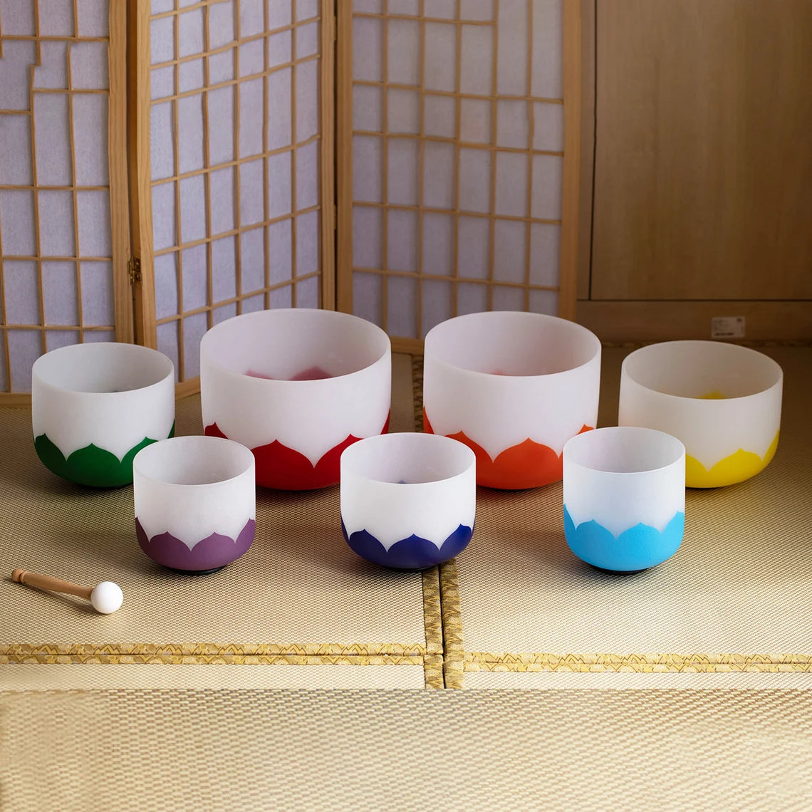 432Hz 7 Set Chakra Perfect Pitch Lotus with Inner Sign Crystal singing bowl set - Thecosmicaccess