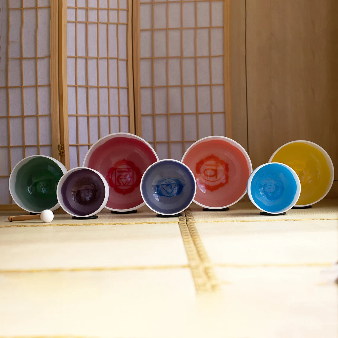 432Hz 7 Set Chakra Perfect Pitch Lotus with Inner Sign Crystal singing bowl set - Thecosmicaccess
