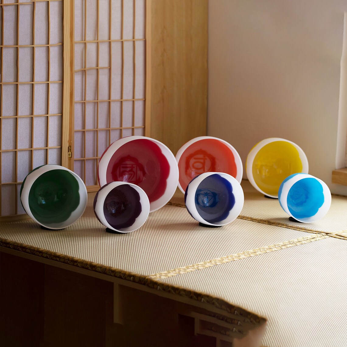 432Hz 7 Set Chakra Perfect Pitch Lotus with Inner Sign Crystal singing bowl set - Thecosmicaccess