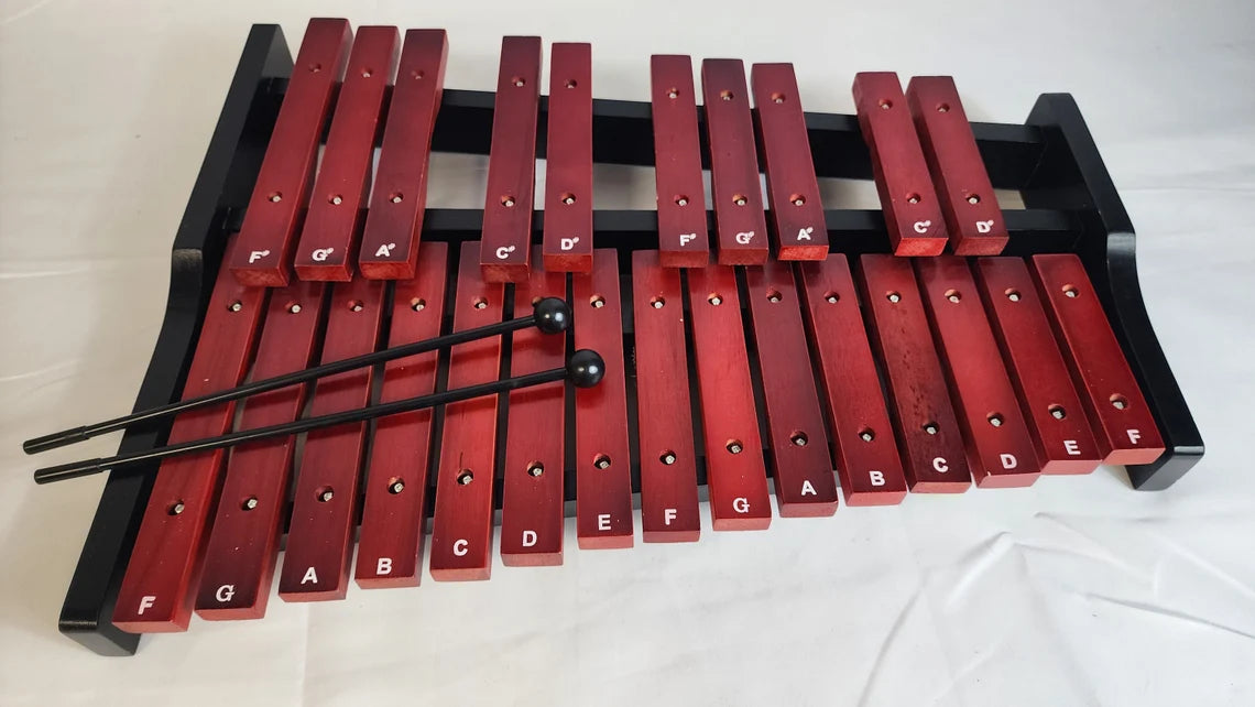 Portable Professional Rose Wood 25 Key Xylophone - Alto Wood Adult, Diatonic & Semitone Scales - With Secure Case - Thecosmicaccess
