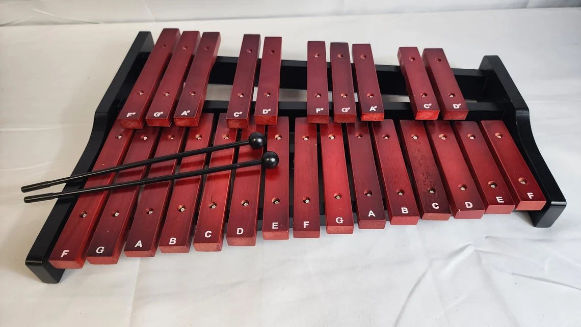 Portable Professional Rose Wood 25 Key Xylophone - Alto Wood Adult, Diatonic & Semitone Scales - With Secure Case - Thecosmicaccess