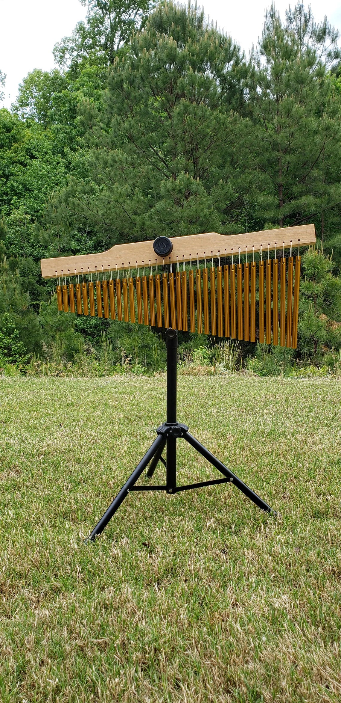 Elegant Gold Bar Single Row Music Chime Percussion with Mounting Stand - 36 Notes of Musical Bliss