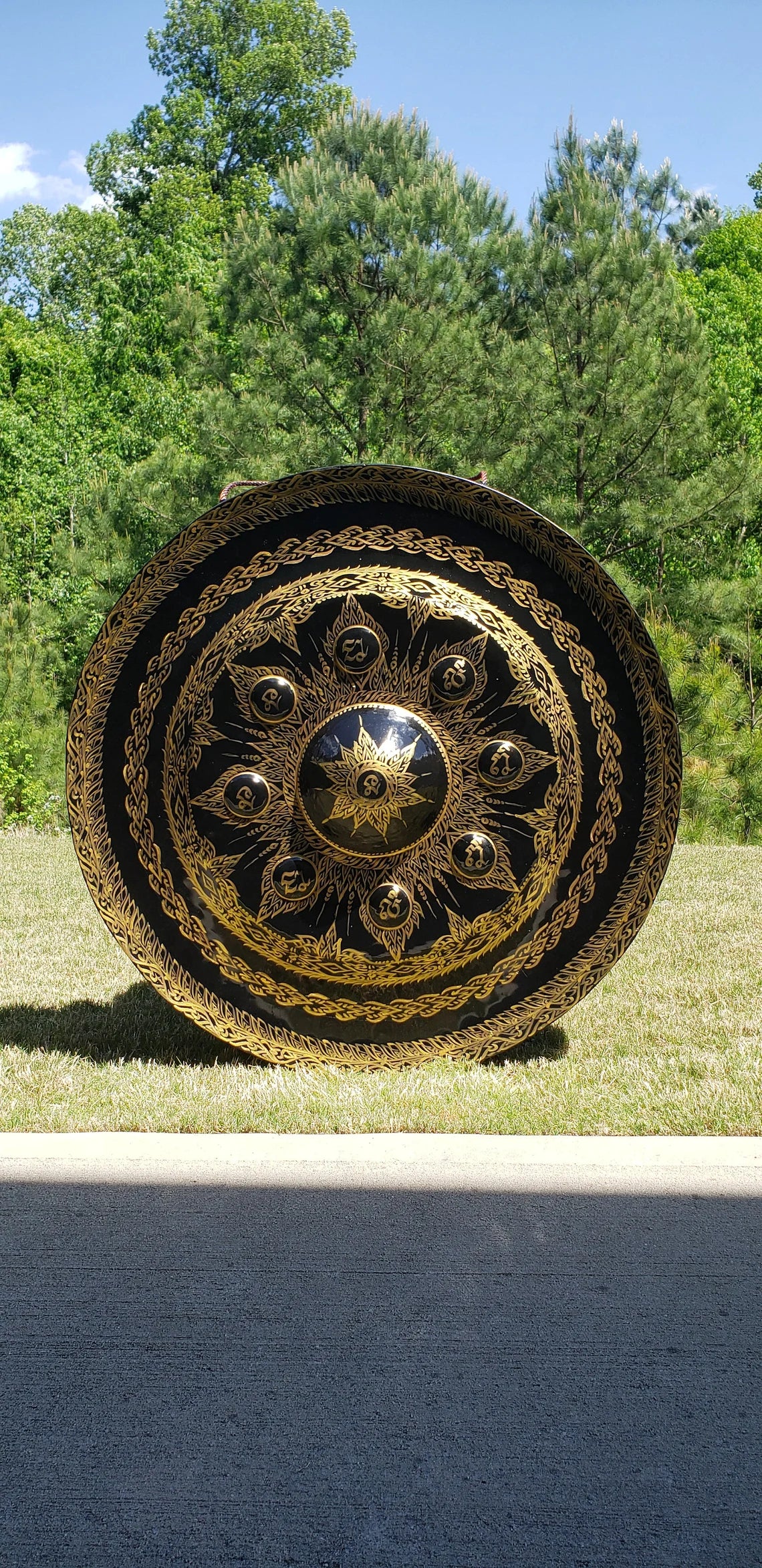Huge 38-inch 90 cm Large Hand Design Ancient Nipple Gong for Sound Bath, Healing, Deep Resonating Bell, Handmade with Striker - Thecosmicaccess