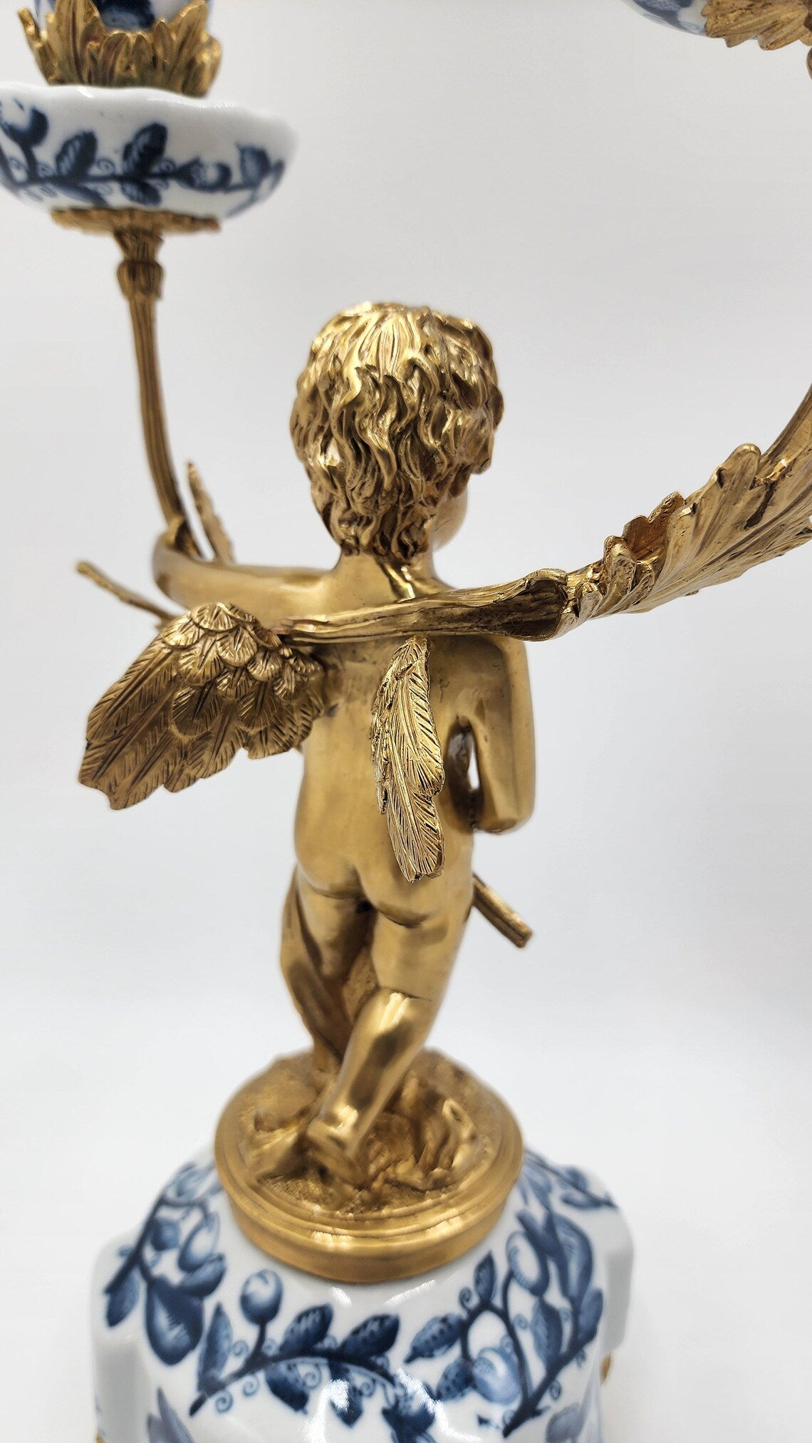 Rare Victorian Era German Porcelain Brass Candelabra - Antique Candlestick Pair - Thecosmicaccess