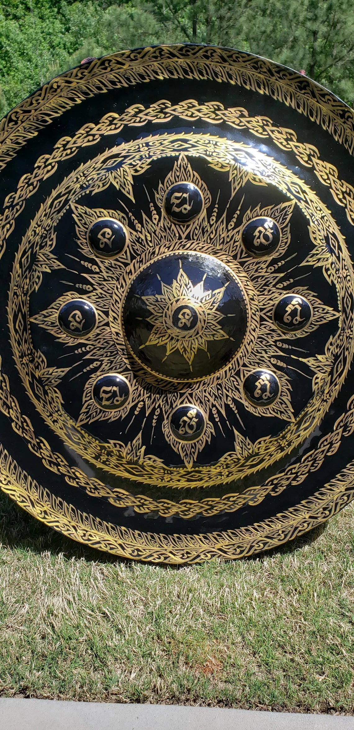 Huge 38-inch 90 cm Large Hand Design Ancient Nipple Gong for Sound Bath, Healing, Deep Resonating Bell, Handmade with Striker - Thecosmicaccess