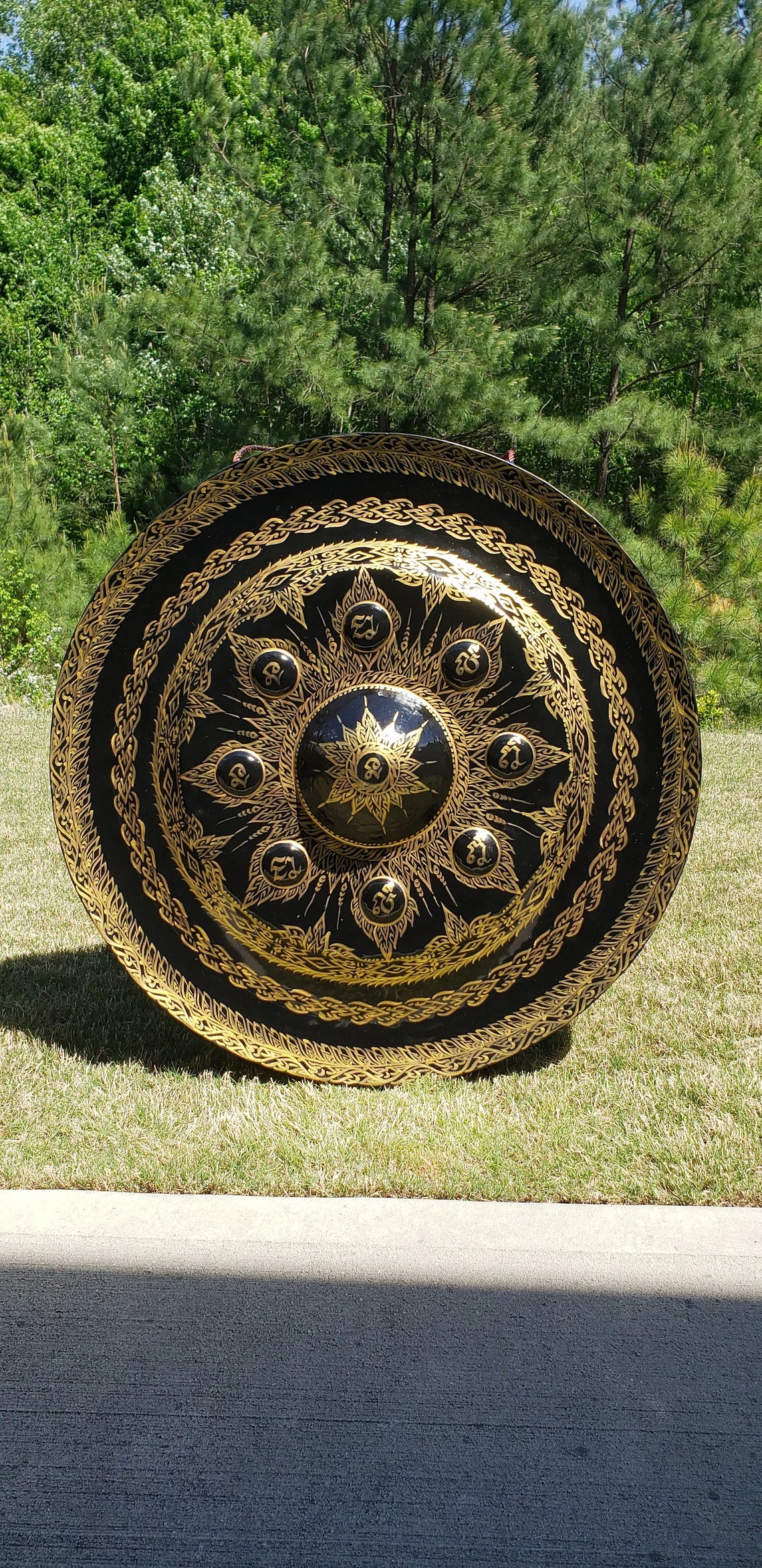 Huge 38-inch 90 cm Large Hand Design Ancient Nipple Gong for Sound Bath, Healing, Deep Resonating Bell, Handmade with Striker - Thecosmicaccess