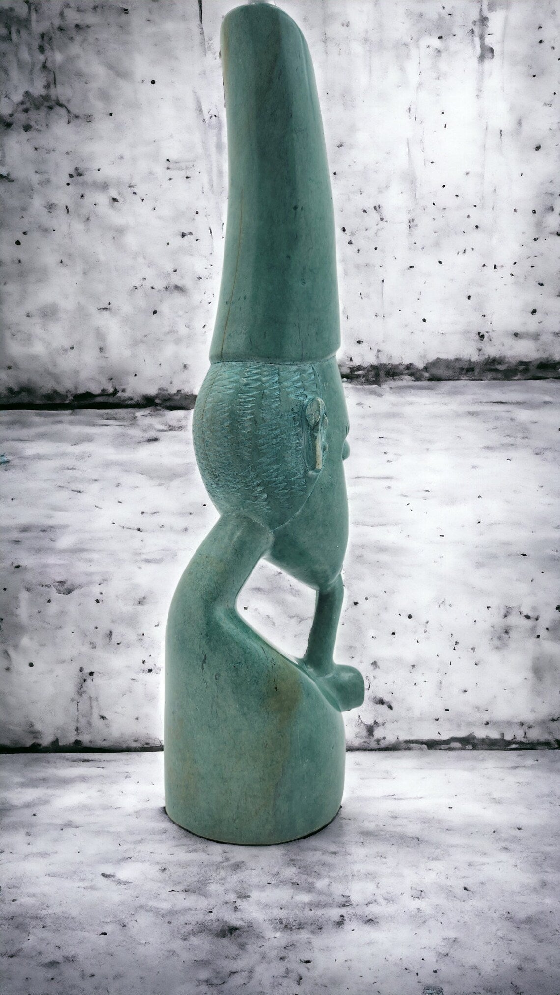 Rare Vintage African Antique Ancestral Heritage King Sculpture Thoughtful Smoking Pipe Green Soap Stone - Thecosmicaccess