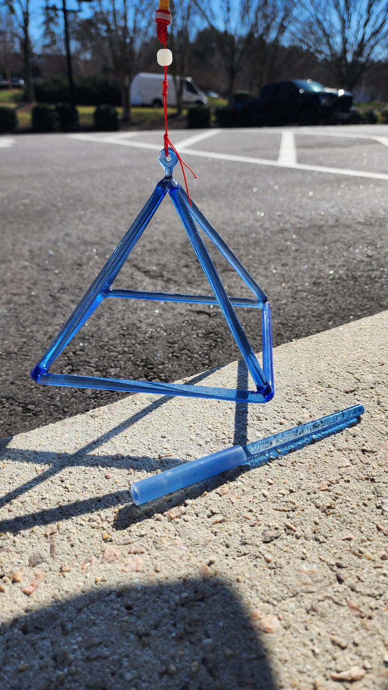 7 inch Sky Blue Crystal Singing Pyramid with Padded Secure Case and Special Blue Crystal Striker - Harmony in Blue - Thecosmicaccess