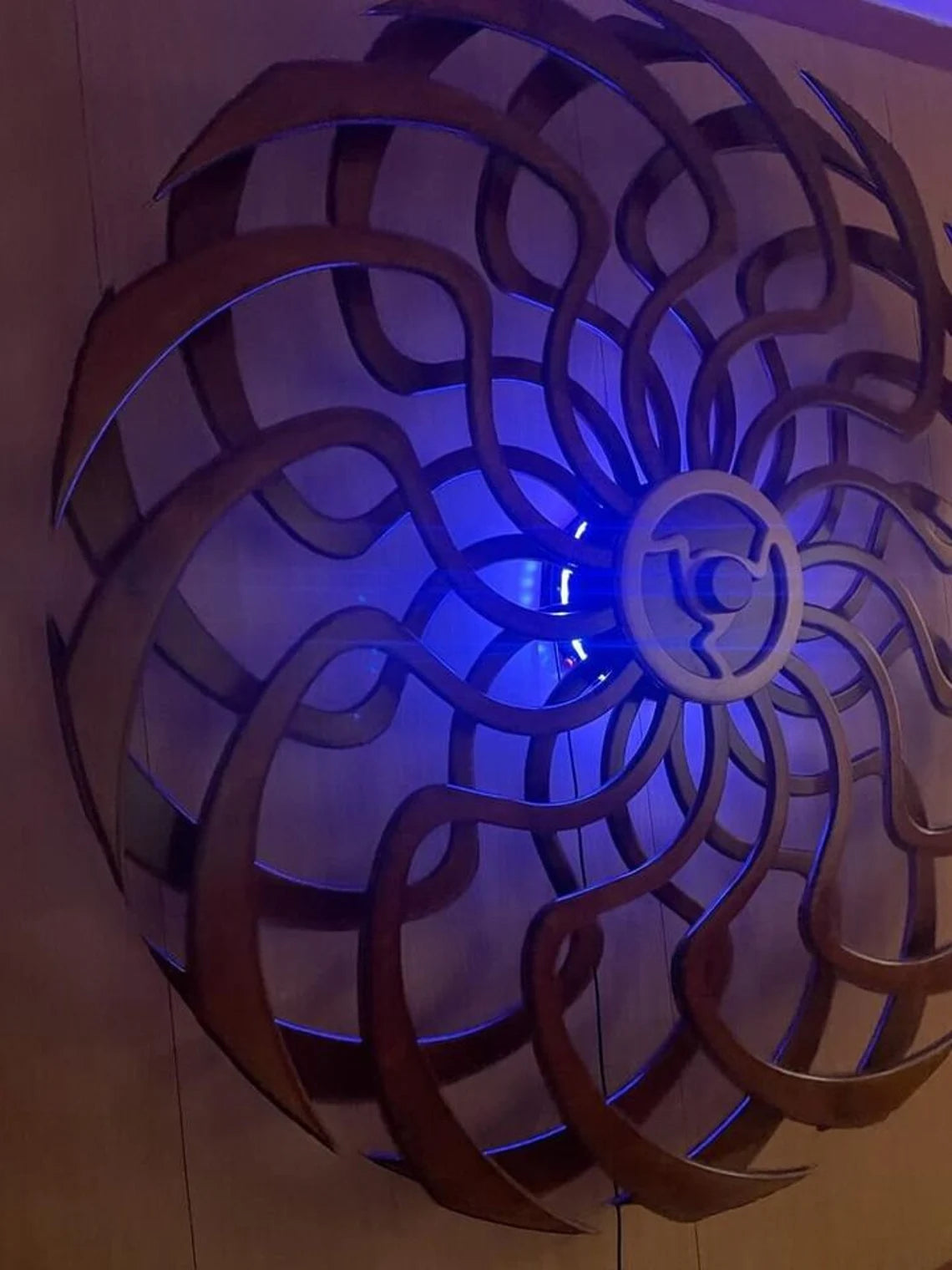 Wooden Kinetic Sculpture Energy Wheel Birch Wood, Bluetooth Enabled with Endless Light, Sound, Rotation Chakra Color Therapy - Thecosmicaccess