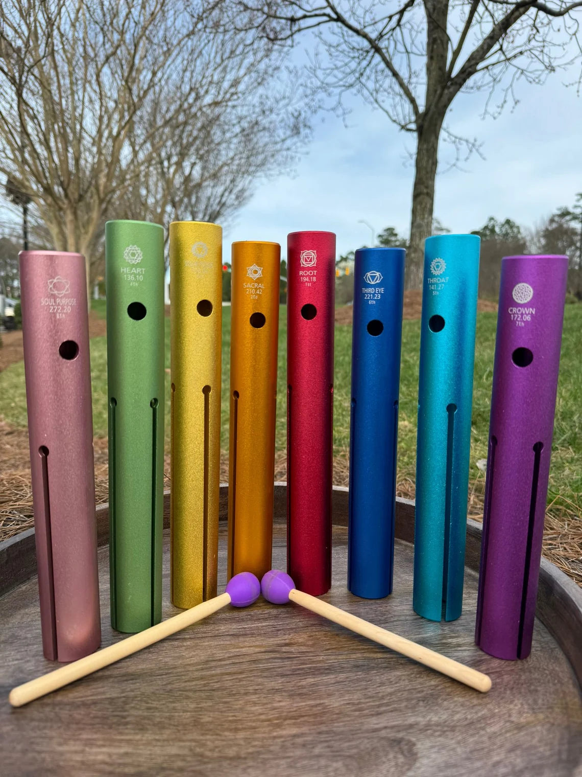 Chakra Tubes: Full Set of 8 Chakra Color Sound Frequencies Instruments for Vibration and Healing - Thecosmicaccess