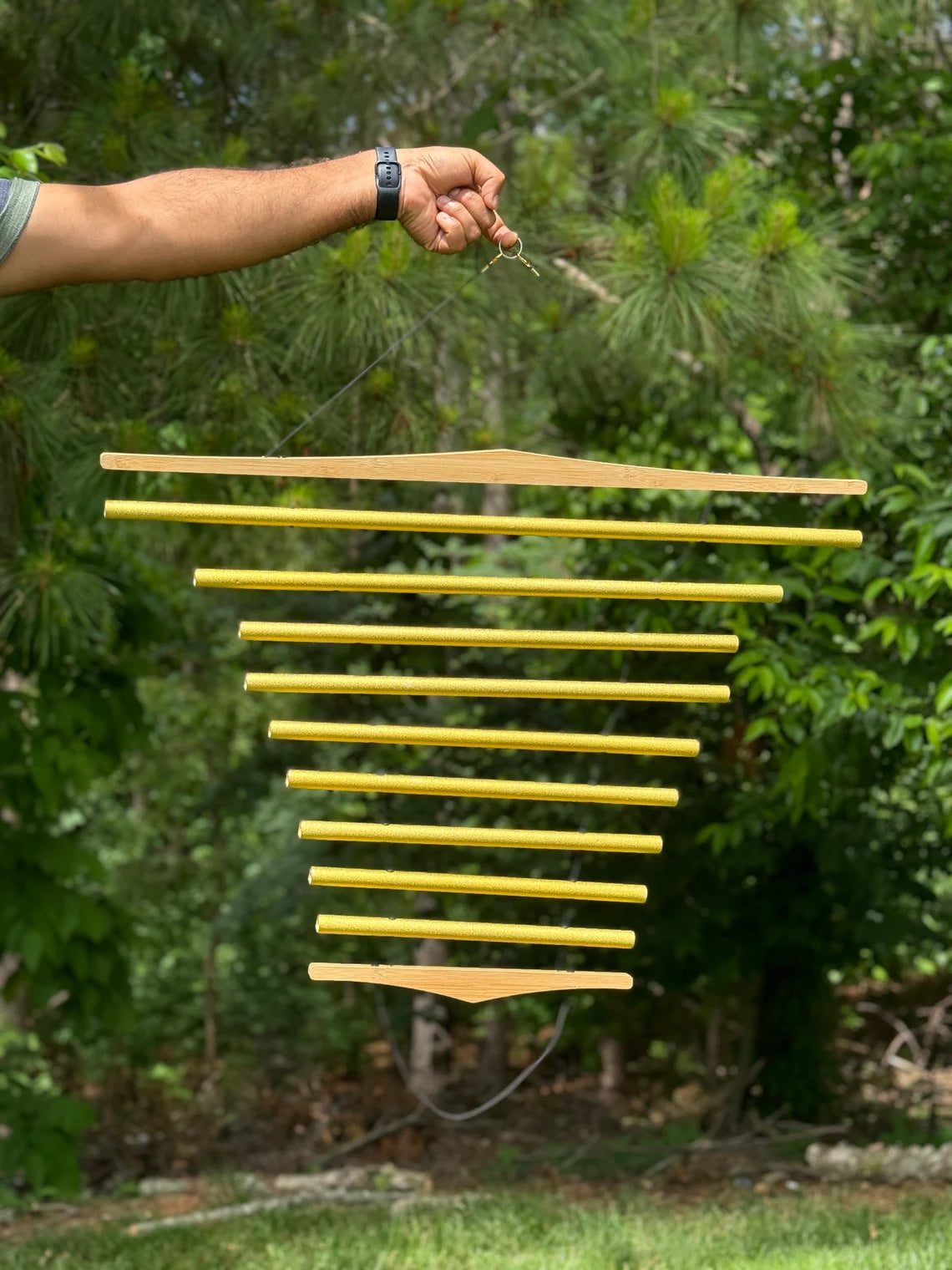 Whispers of Wind Captivating Moments with Gold Color Solfeggio 9-Bar Swinging Chimes